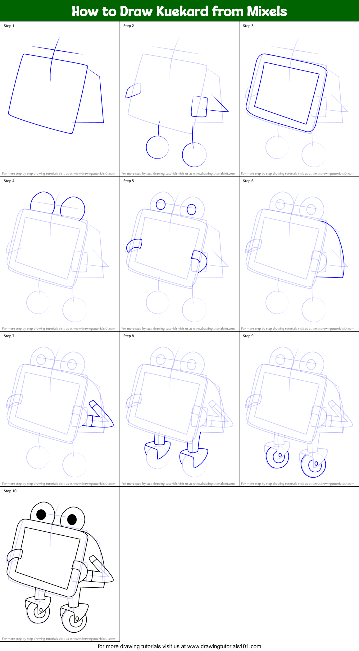 How to Draw Kuekard from Mixels Printable Step by Step
