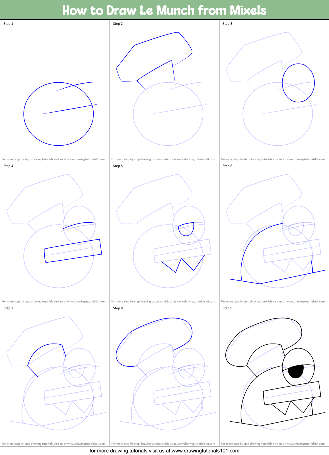 How to Draw Le Munch from Mixels Printable Step by Step