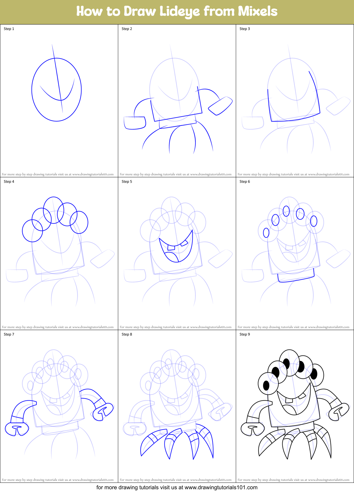 How to Draw Lideye from Mixels Printable Step by Step