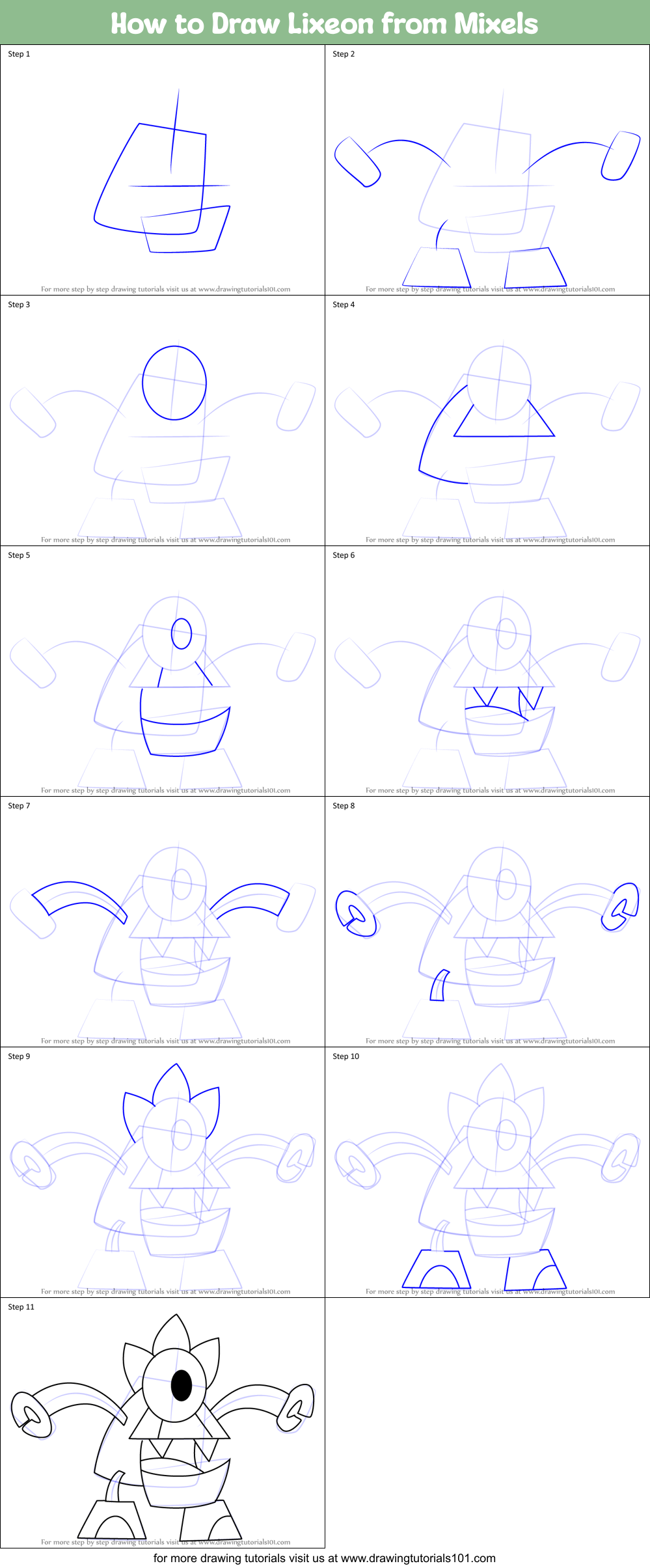 How to Draw Lixeon from Mixels Printable Step by Step