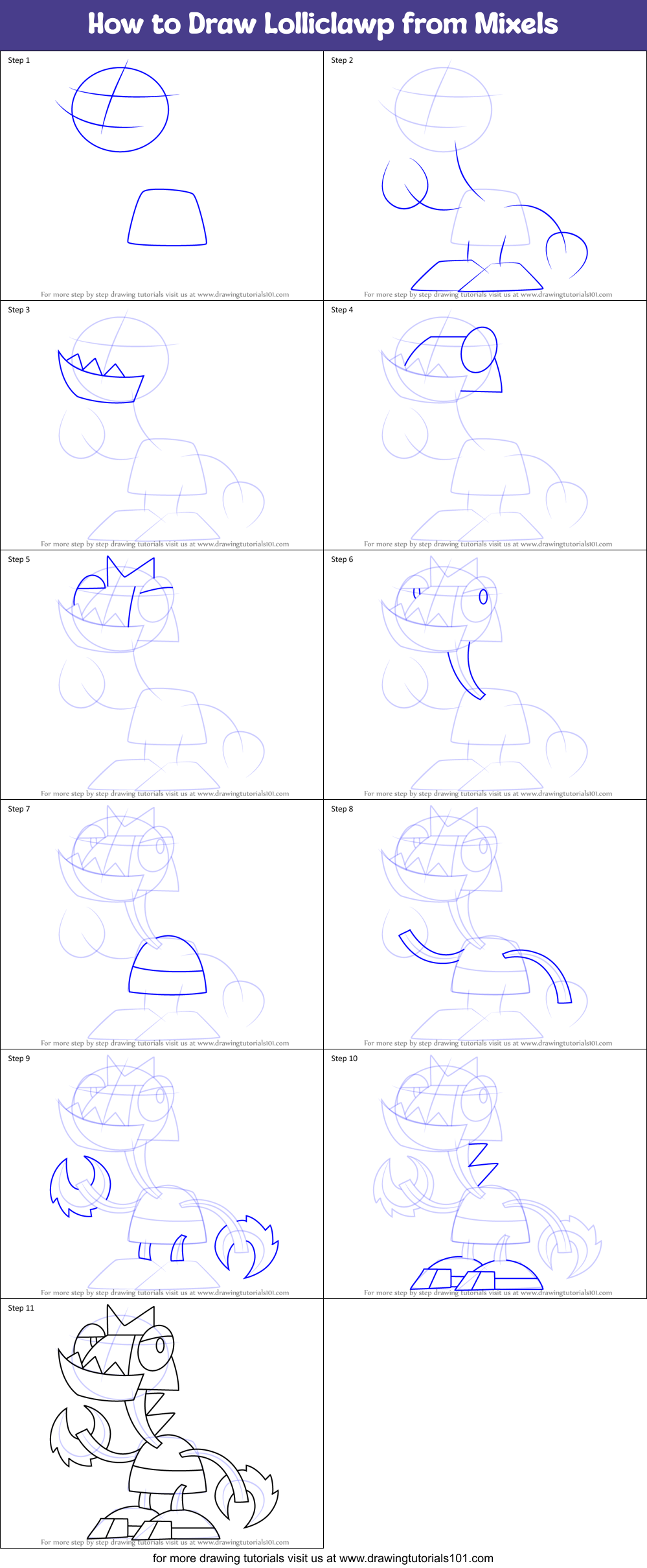 How to Draw Lolliclawp from Mixels Printable Step by Step
