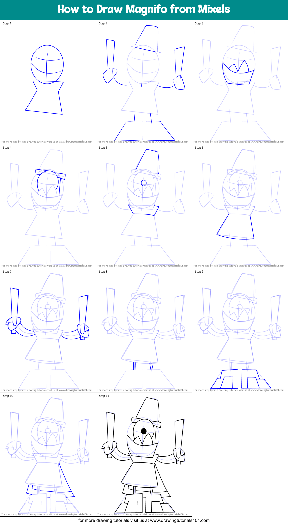 How to Draw Magnifo from Mixels Printable Step by Step