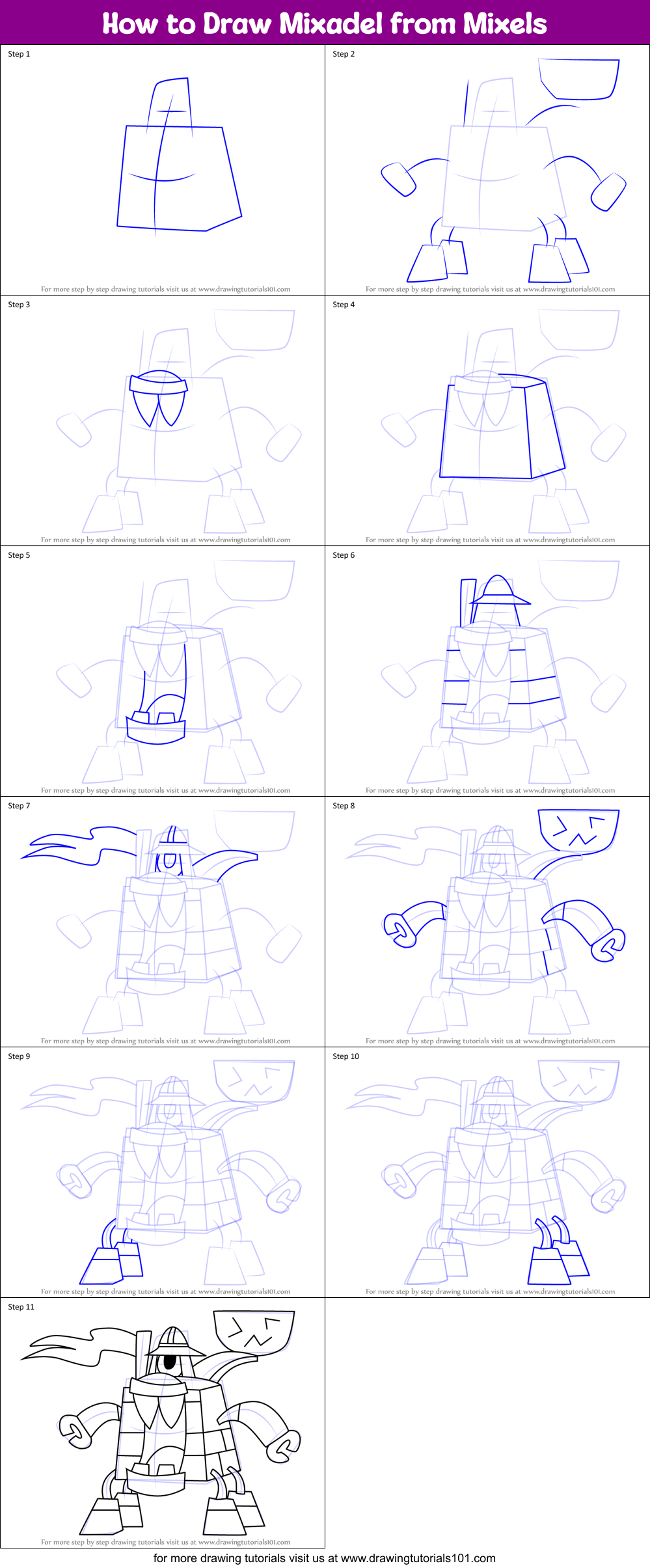 How to Draw Mixadel from Mixels Printable Step by Step