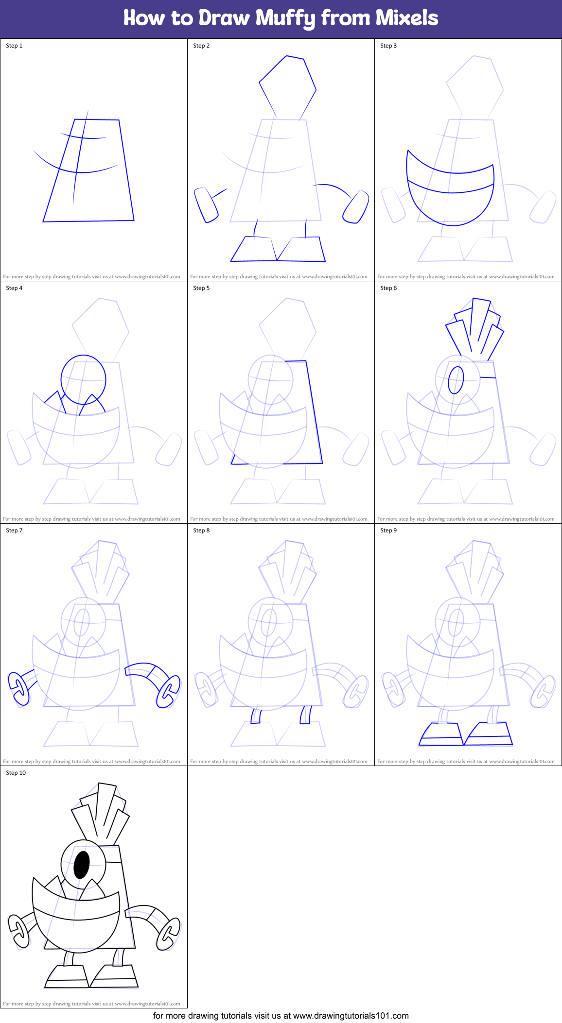How to Draw Muffy from Mixels Printable Step by Step