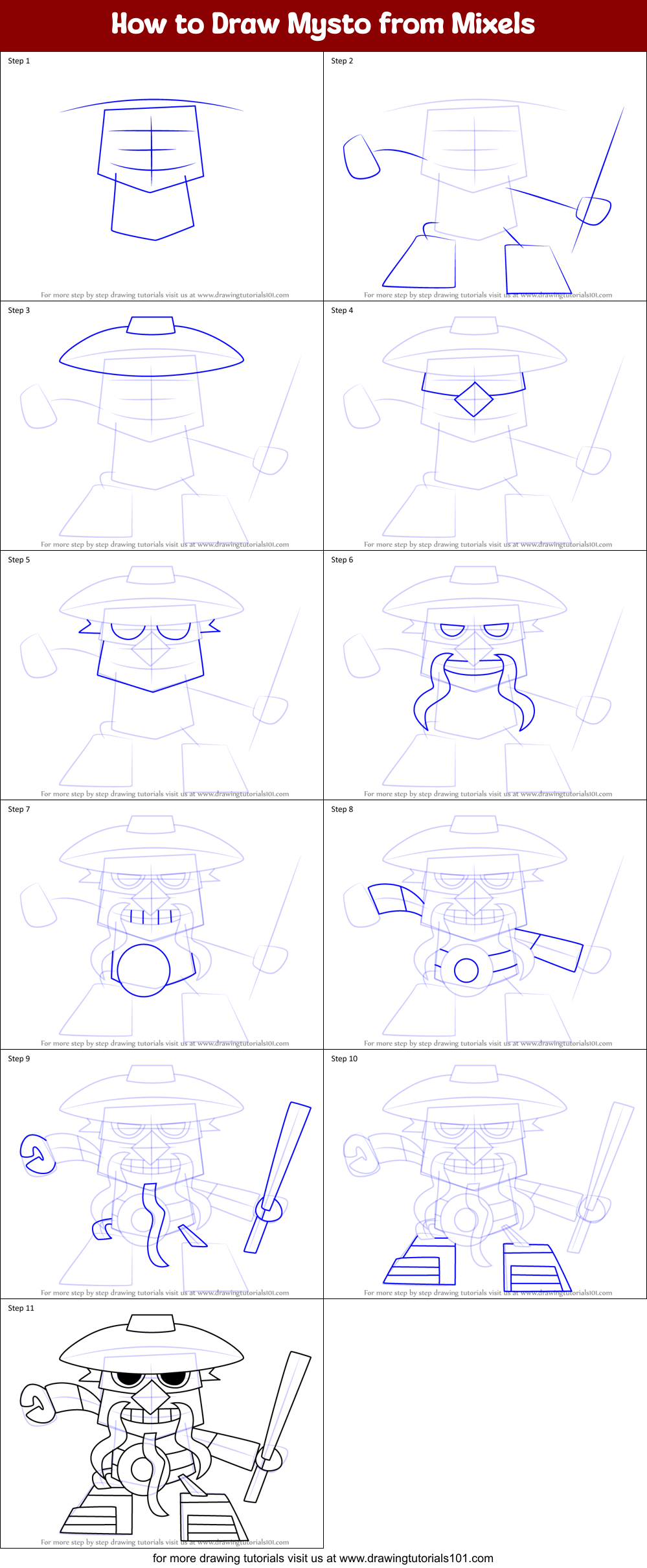 How to Draw Mysto from Mixels Printable Step by Step