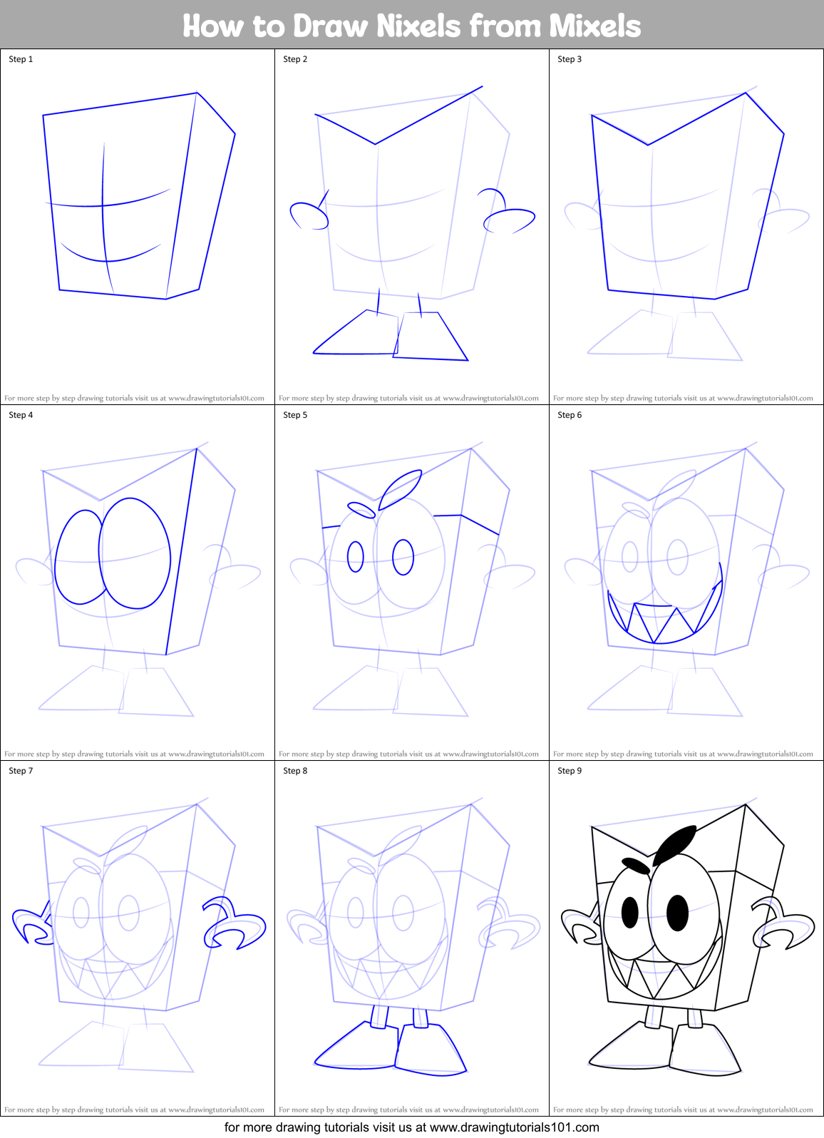 How to Draw Nixels from Mixels Printable Step by Step