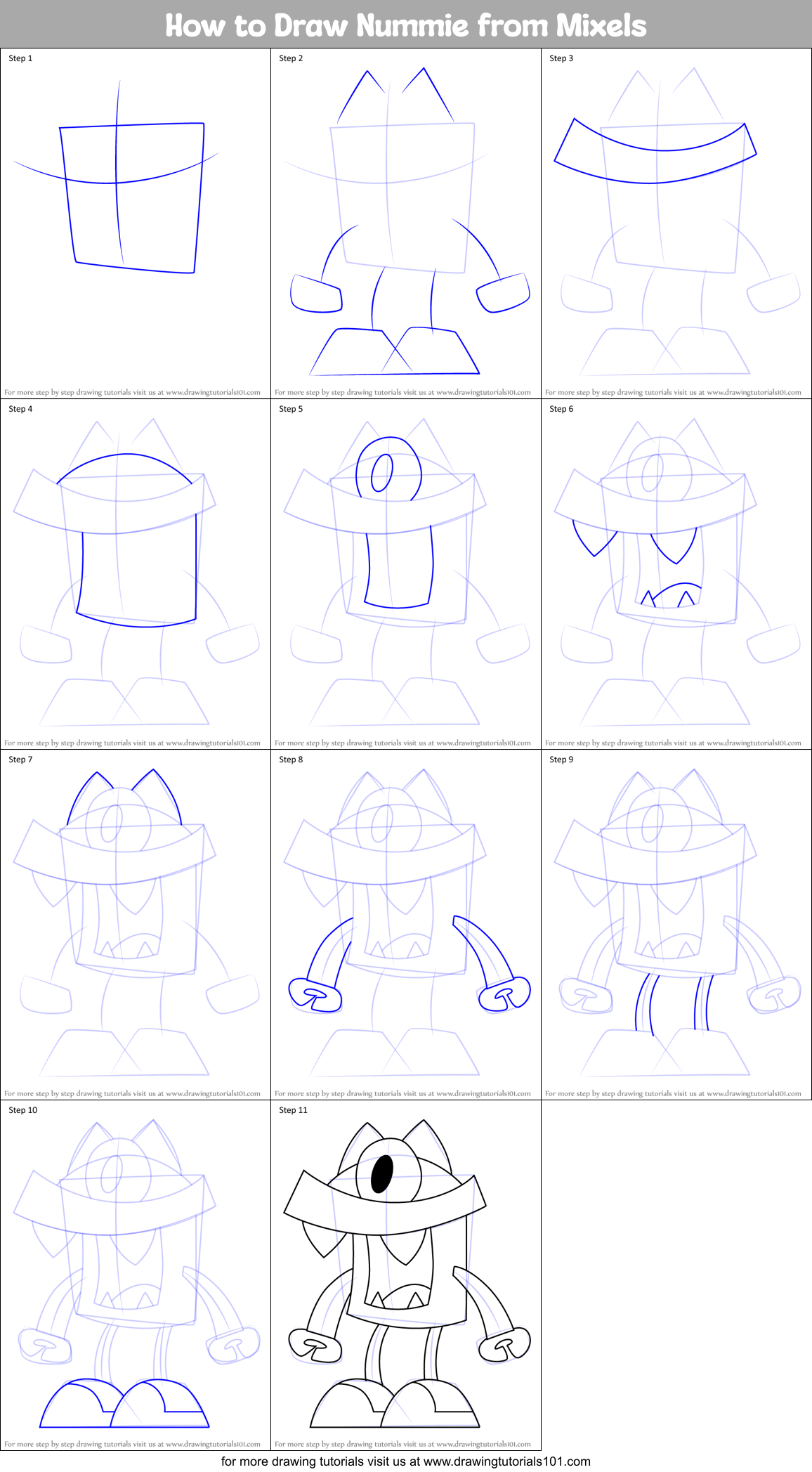 How to Draw Nummie from Mixels Printable Step by Step