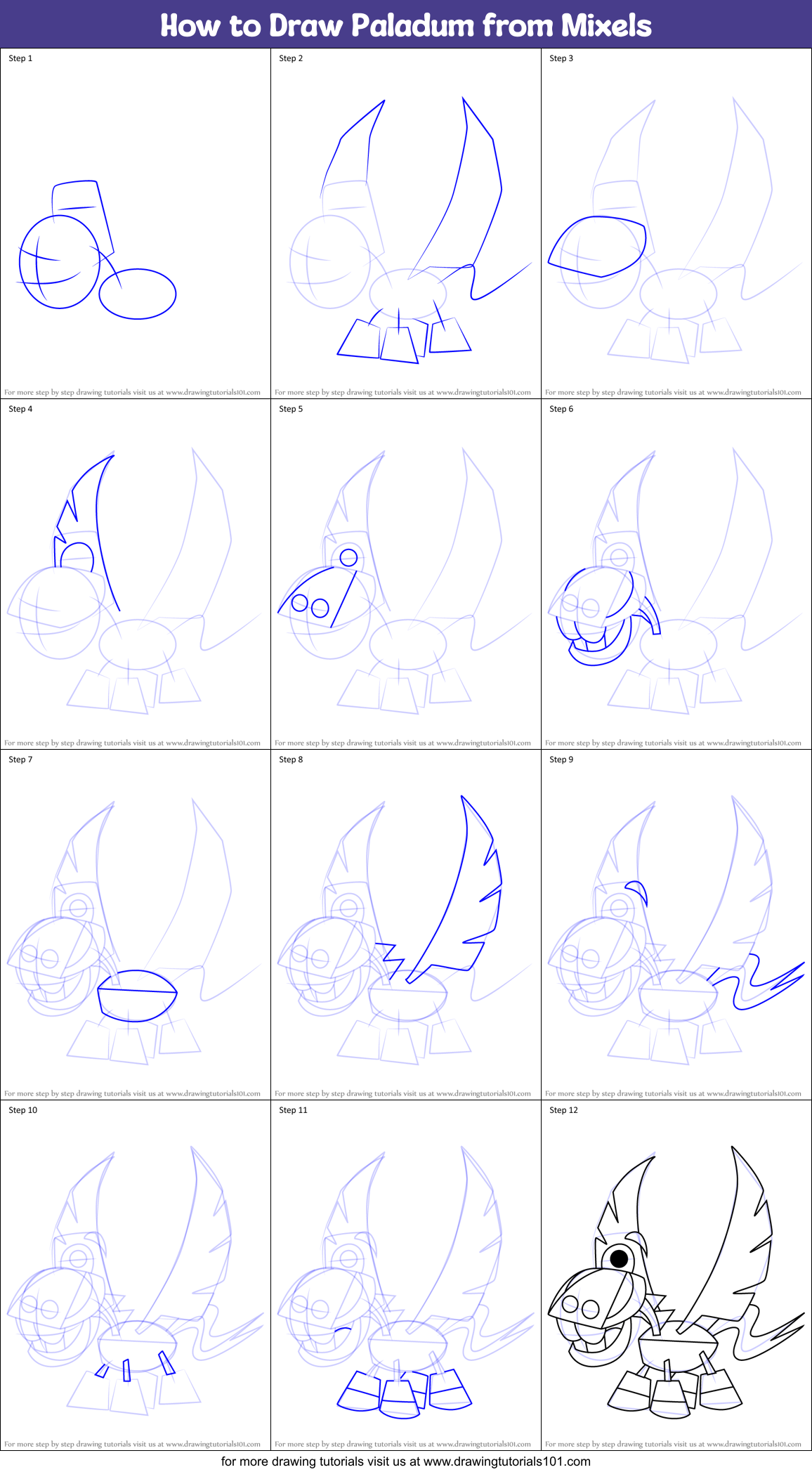 How to Draw Paladum from Mixels Printable Step by Step