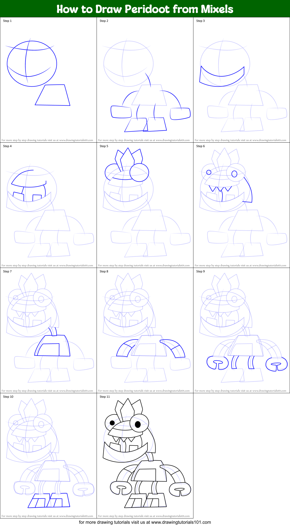 How to Draw Peridoot from Mixels Printable Step by Step