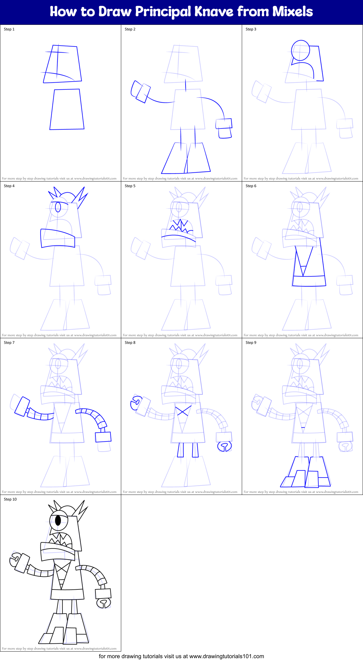 How to Draw Principal Knave from Mixels Printable Step by Step