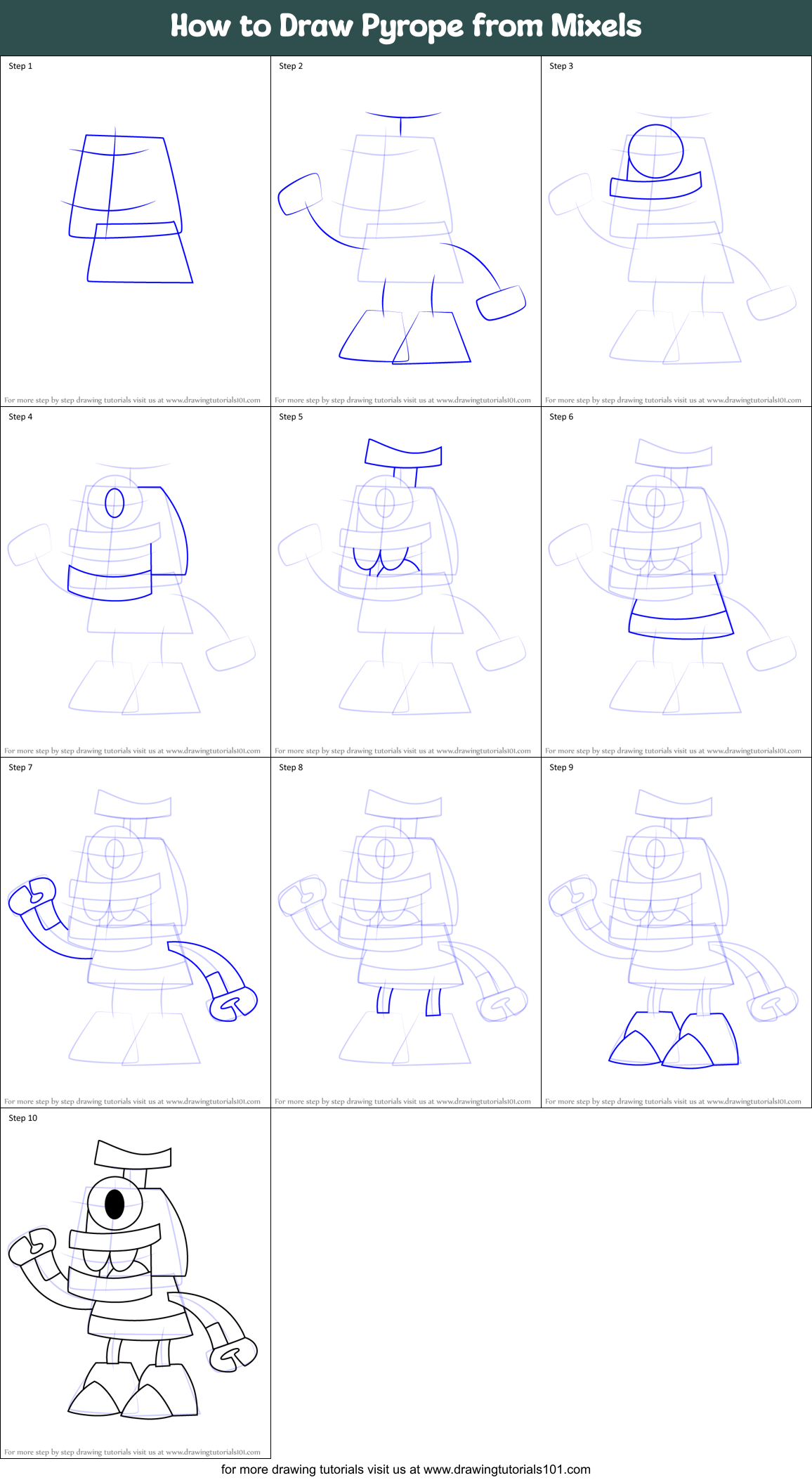 How to Draw Pyrope from Mixels Printable Step by Step