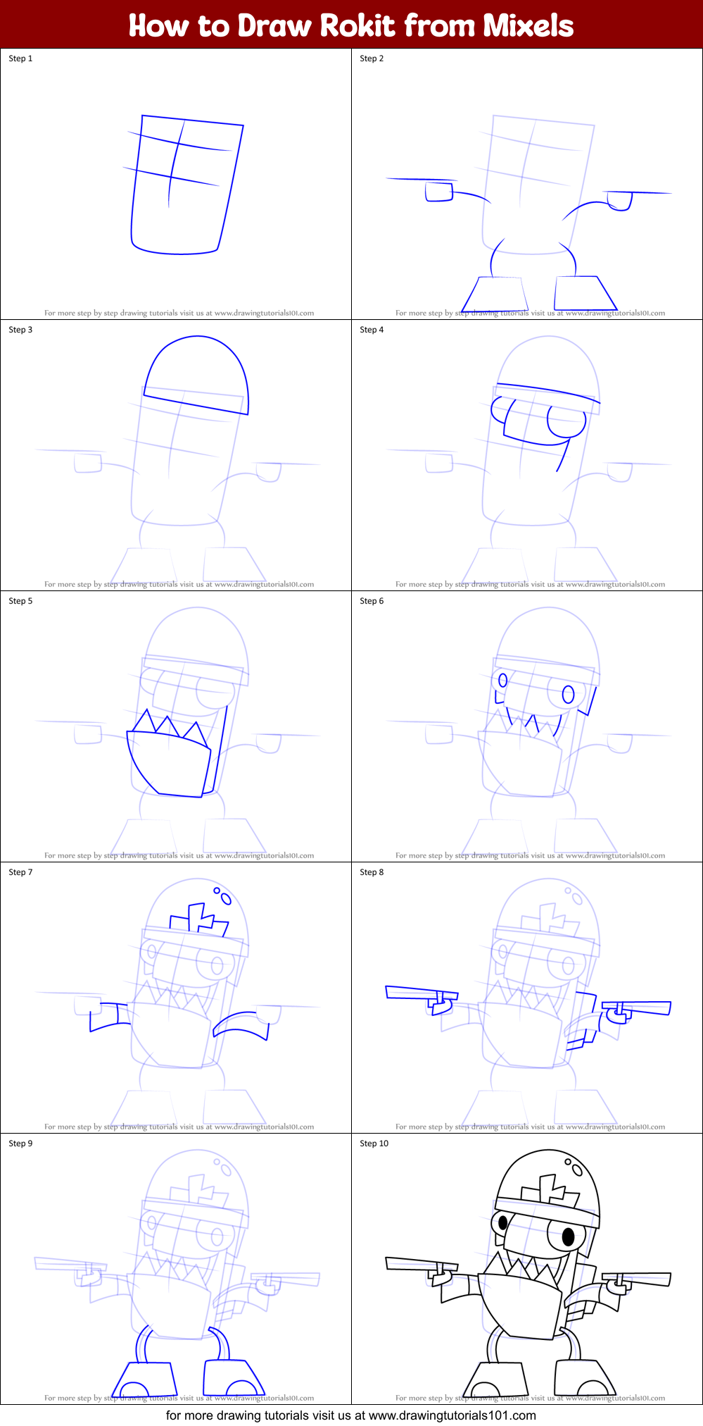How to Draw Rokit from Mixels Printable Step by Step