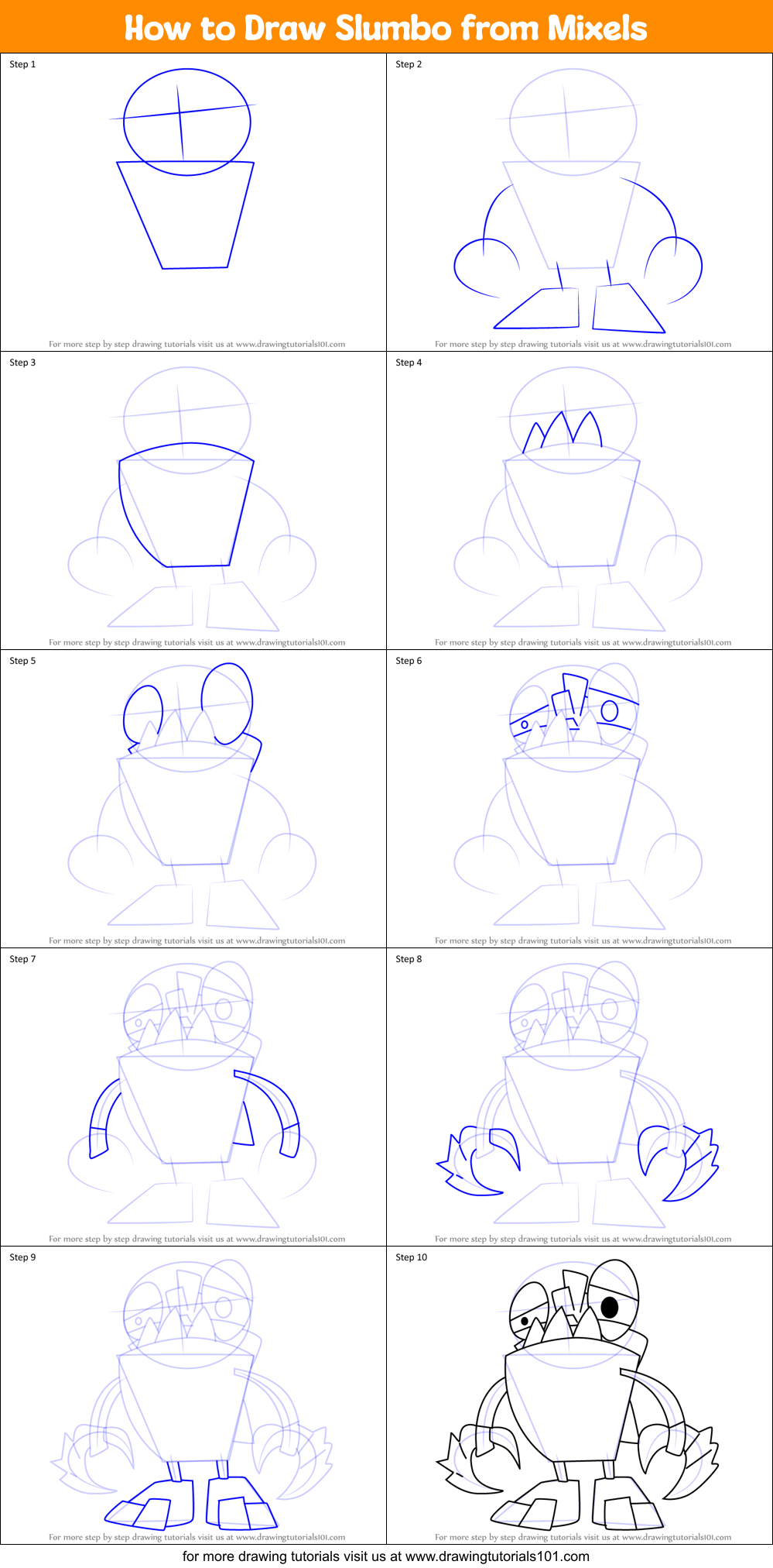 How to Draw Slumbo from Mixels Printable Step by Step