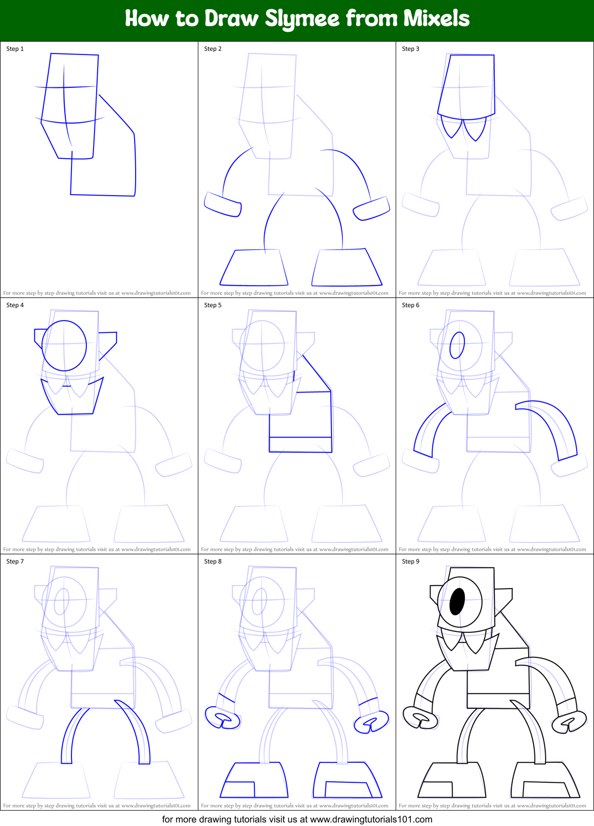 How to Draw Slymee from Mixels Printable Step by Step