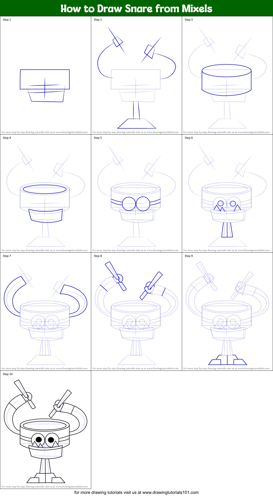 How to Draw Snare from Mixels Printable Step by Step