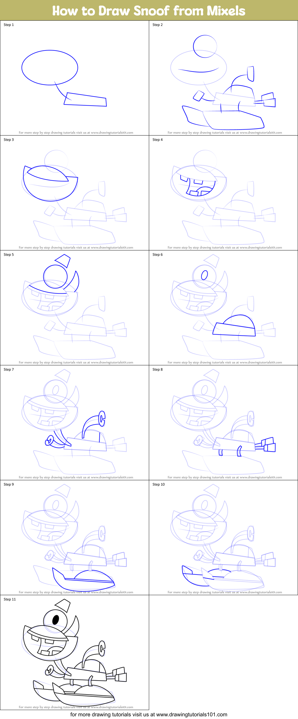 How to Draw Snoof from Mixels Printable Step by Step