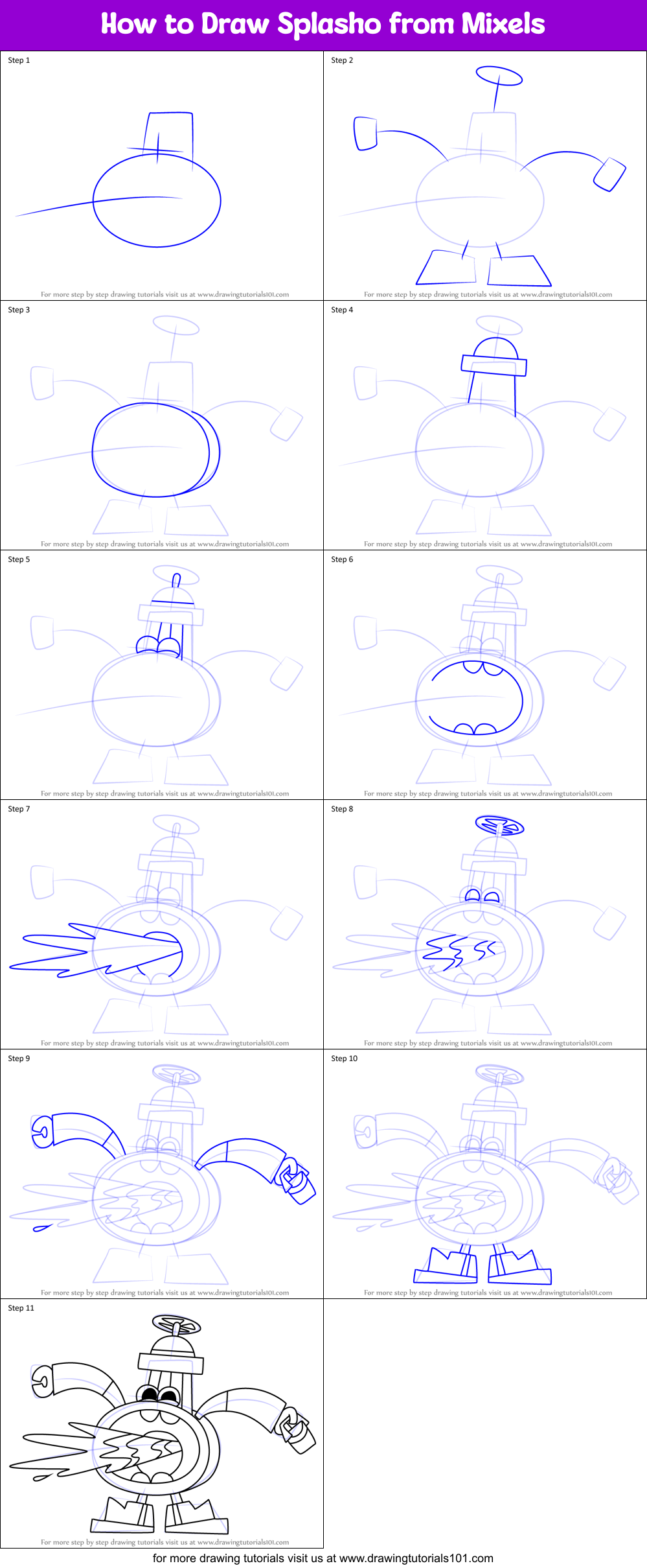 How to Draw Splasho from Mixels Printable Step by Step