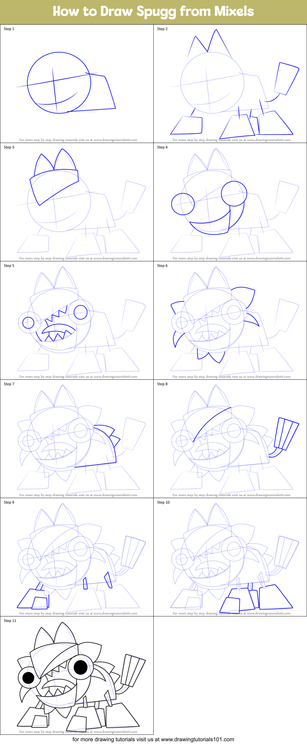 How to Draw Spugg from Mixels Printable Step by Step