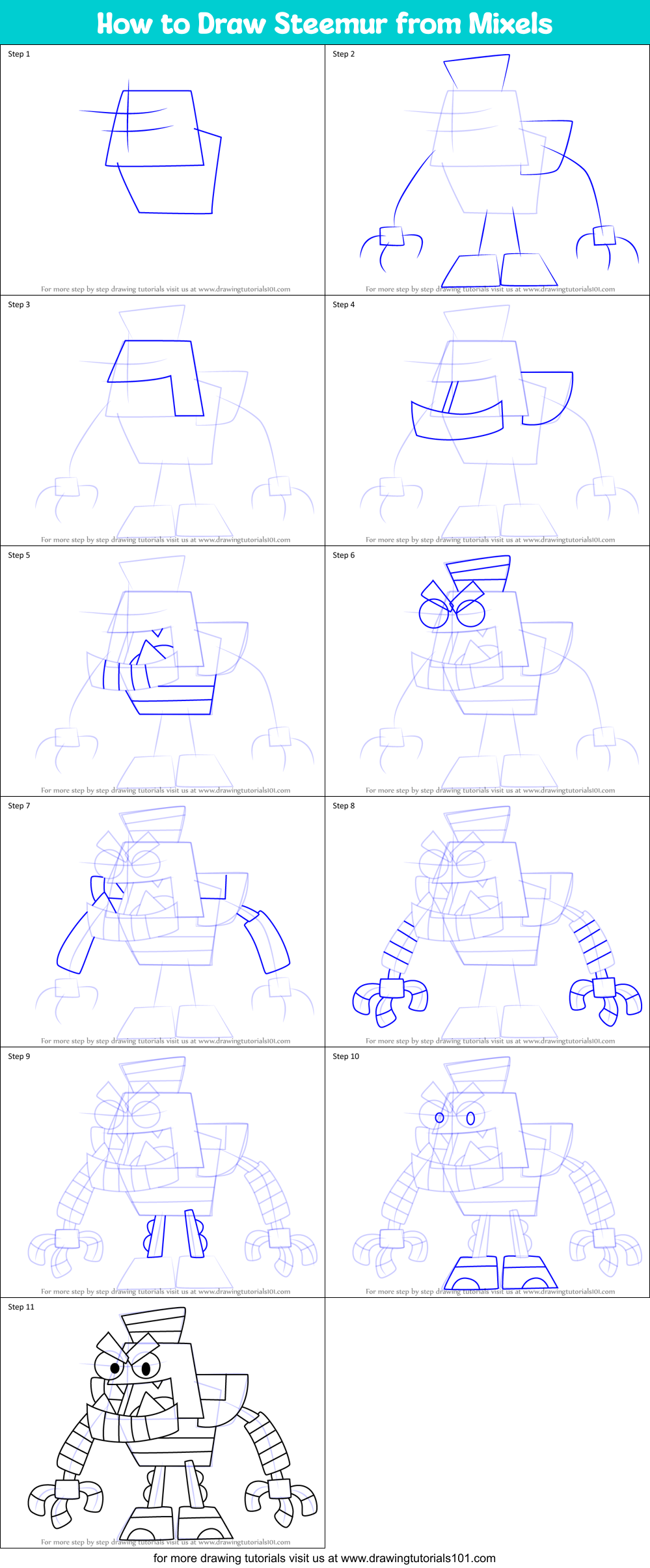 How to Draw Steemur from Mixels Printable Step by Step