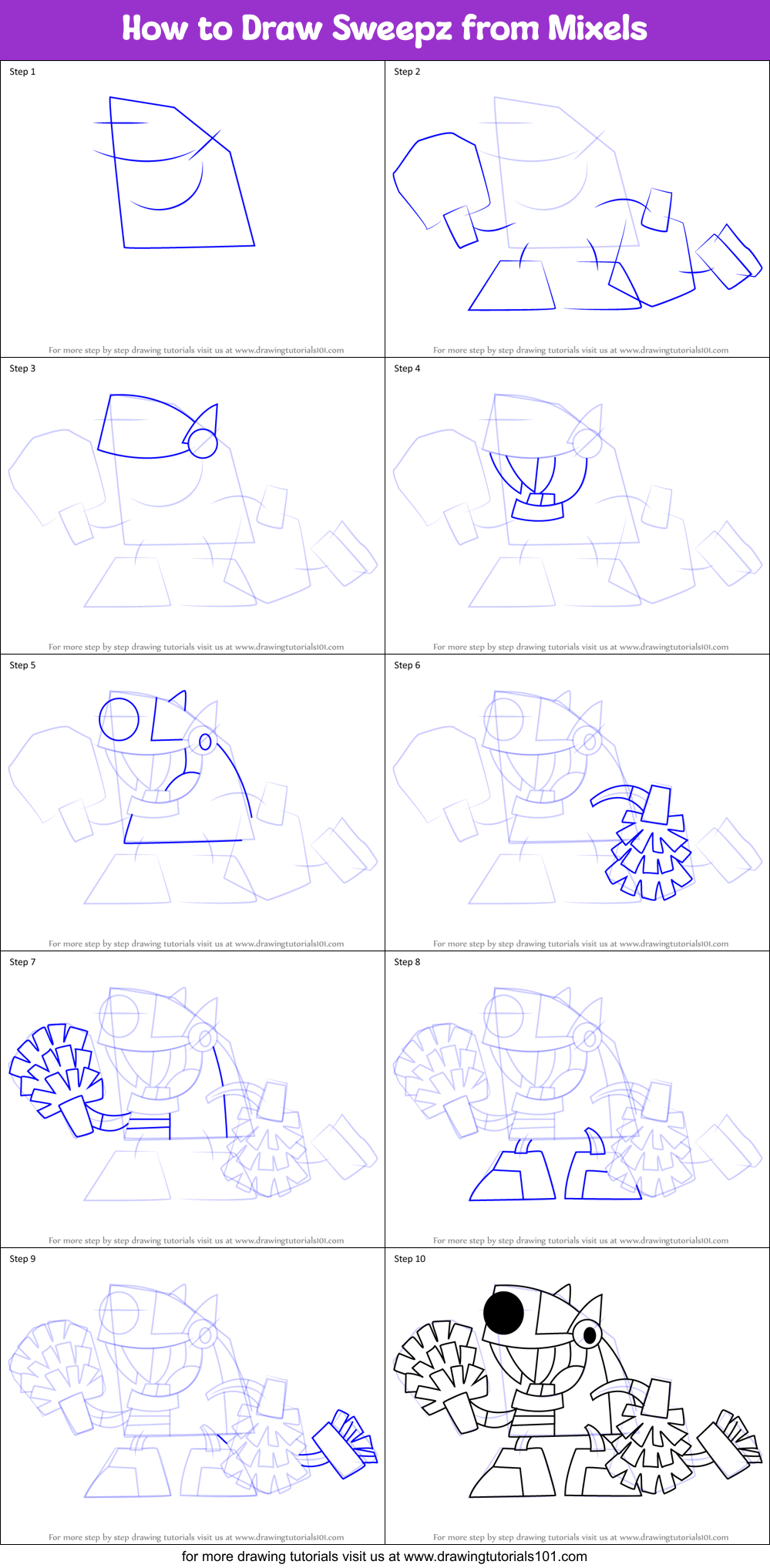 How to Draw Sweepz from Mixels Printable Step by Step
