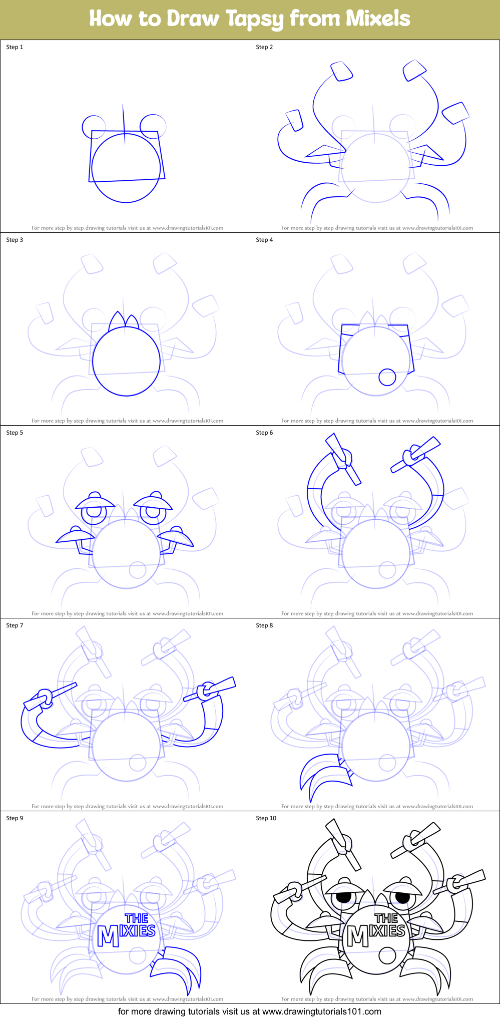 How to Draw Tapsy from Mixels Printable Step by Step