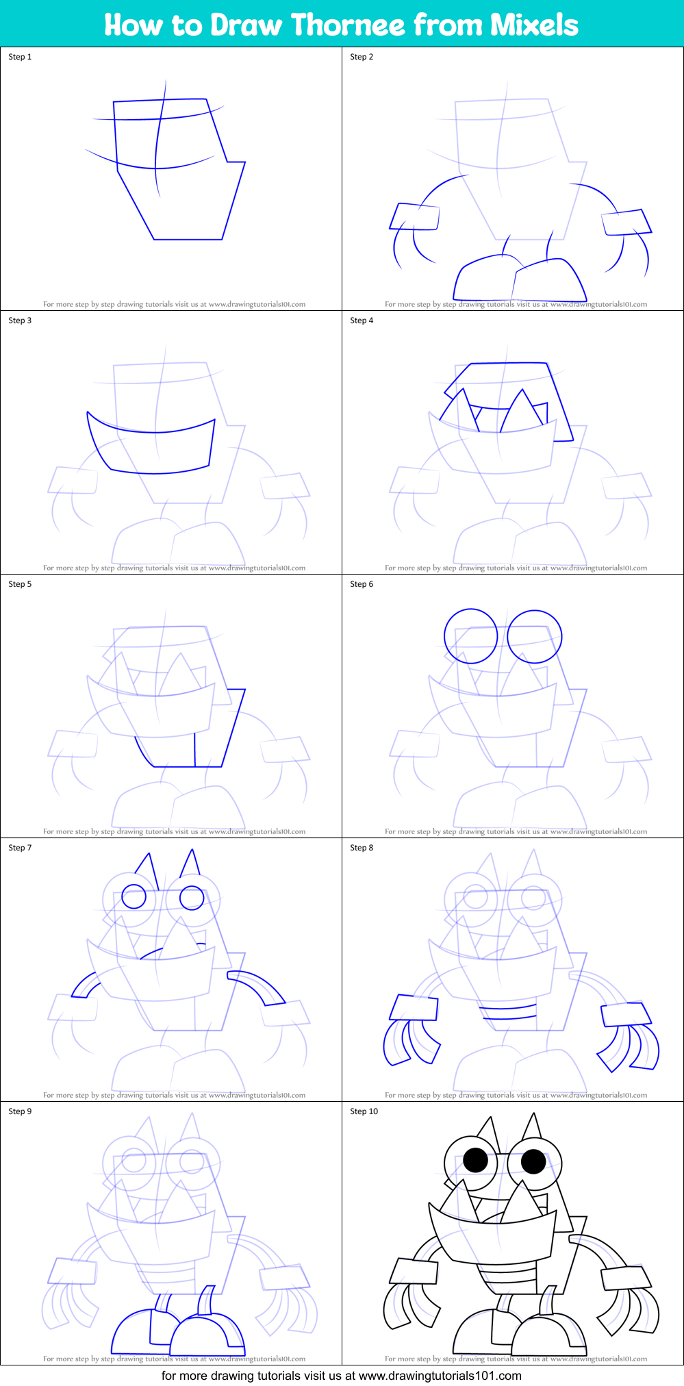 How to Draw Thornee from Mixels Printable Step by Step