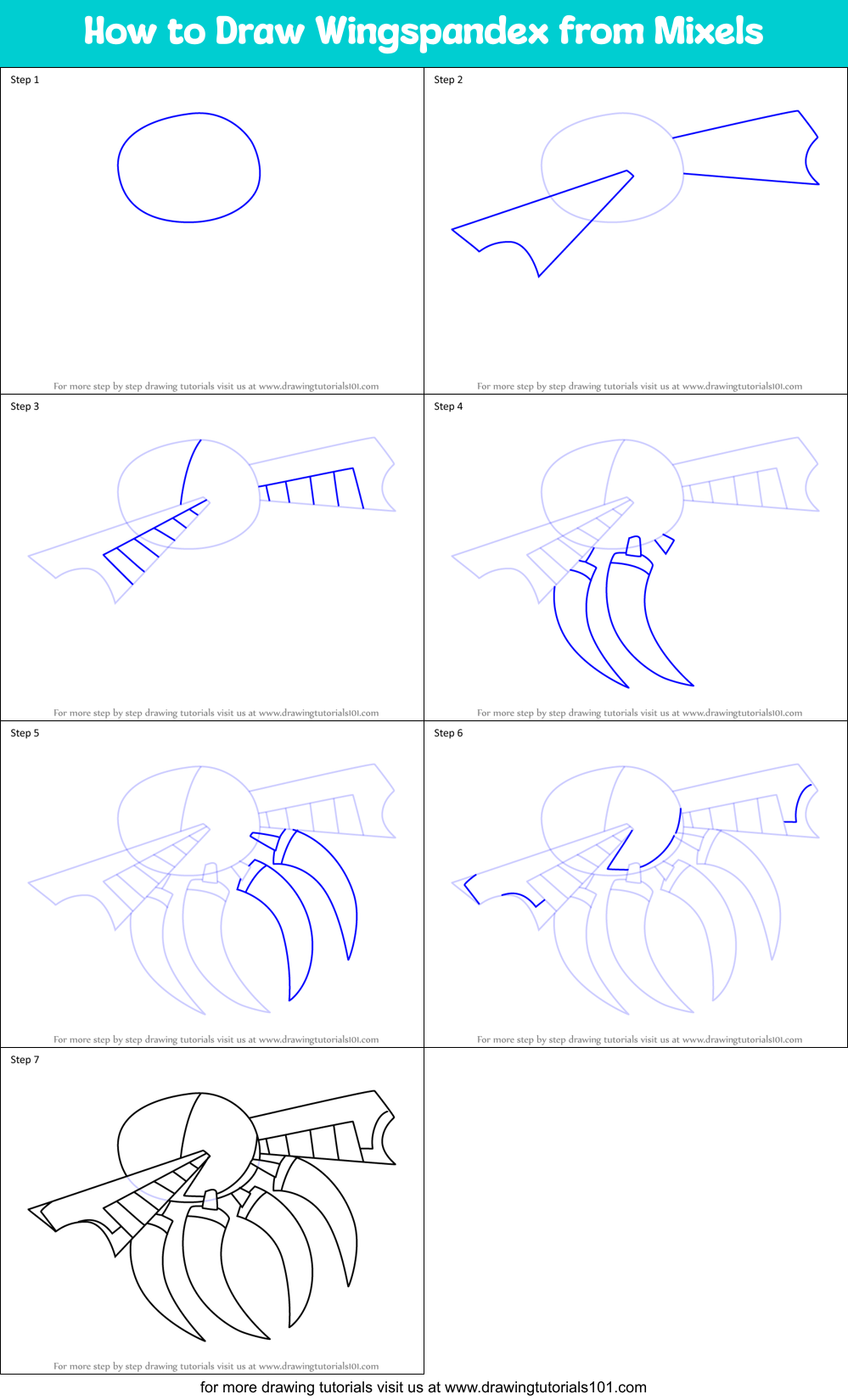How to Draw Wingspandex from Mixels Printable Step by Step