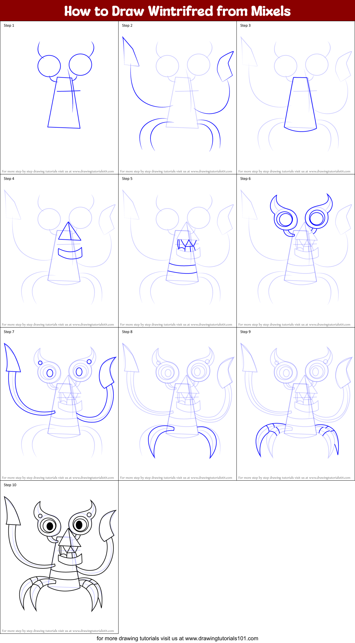 How to Draw Wintrifred from Mixels Printable Step by Step