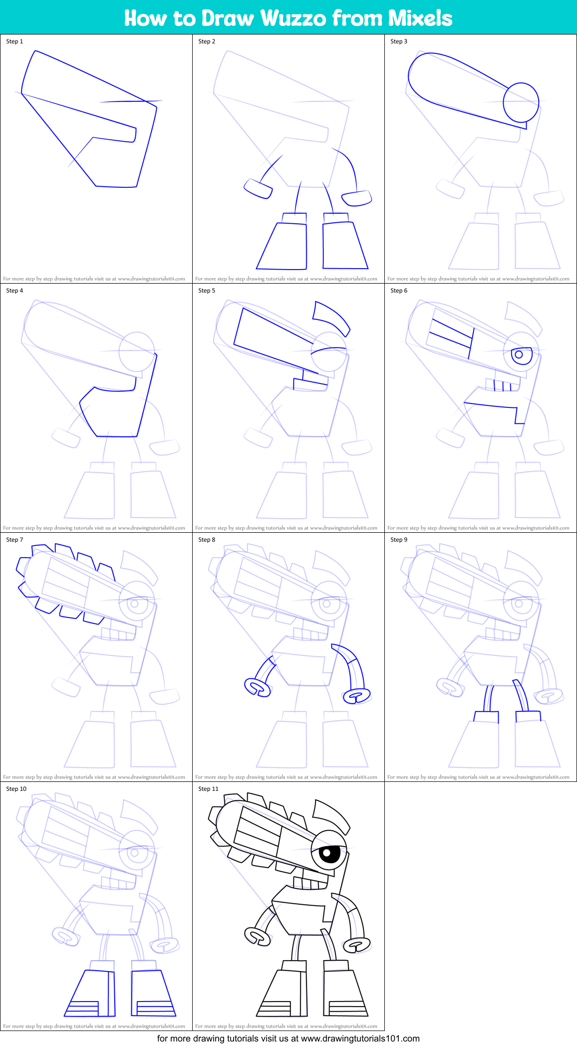 How to Draw Wuzzo from Mixels Printable Step by Step