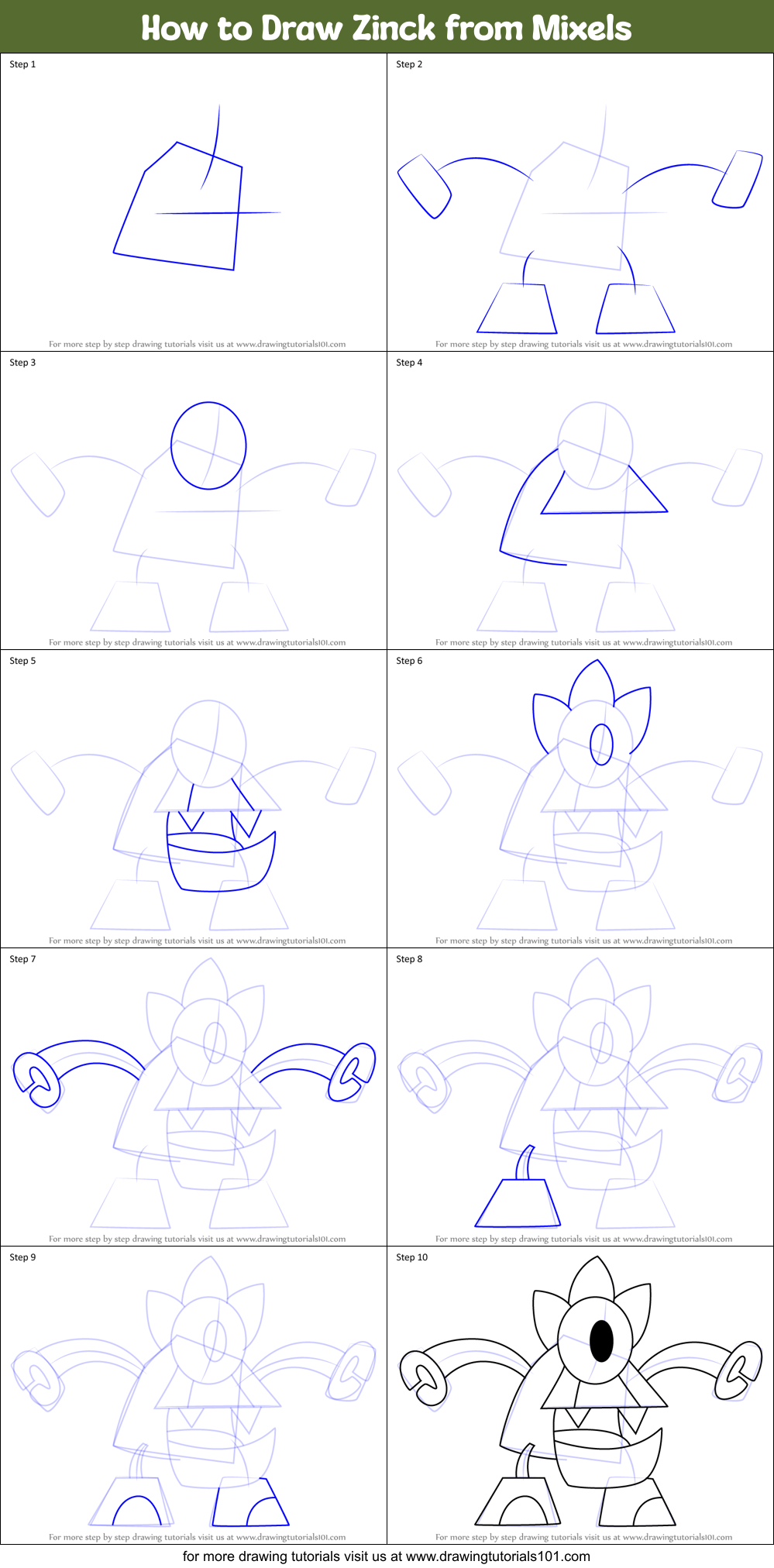 How to Draw Zinck from Mixels Printable Step by Step
