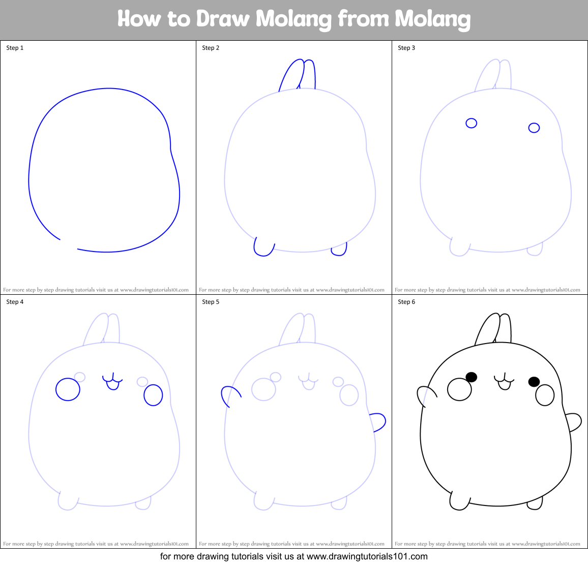 How to Draw Molang from Molang Printable Step by Step