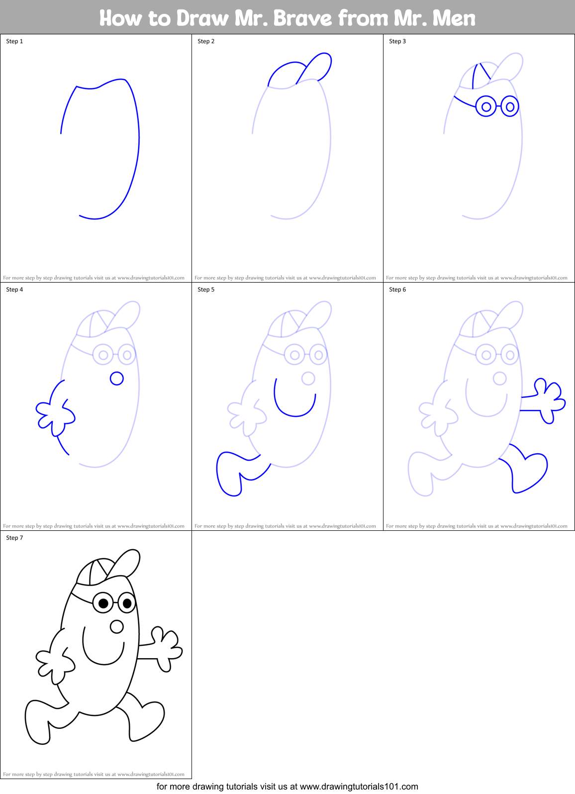 How to Draw Mr. Brave from Mr. Men Printable Step by Step