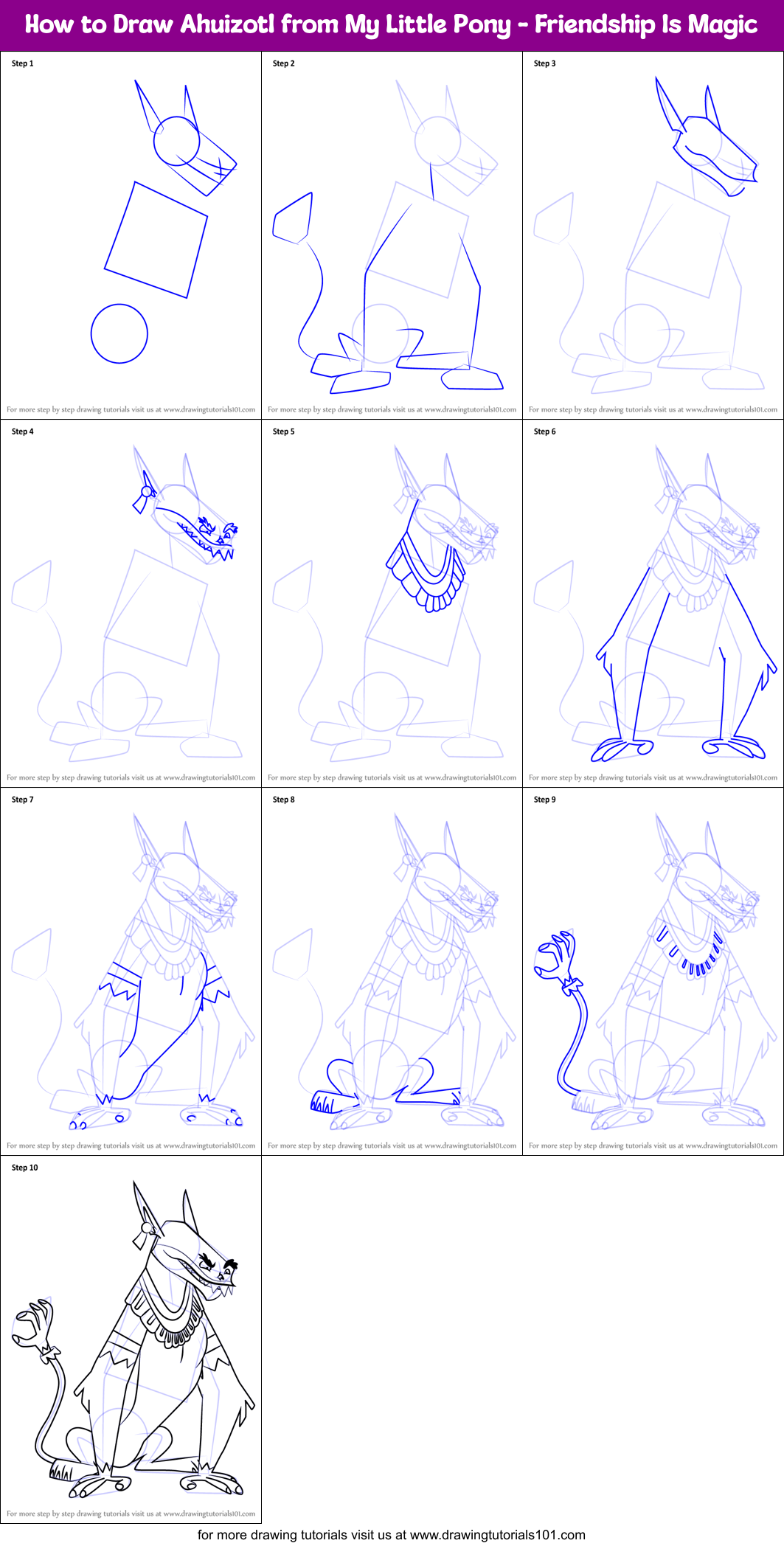 How to Draw Ahuizotl from My Little Pony - Friendship Is Magic Printable Step by Step