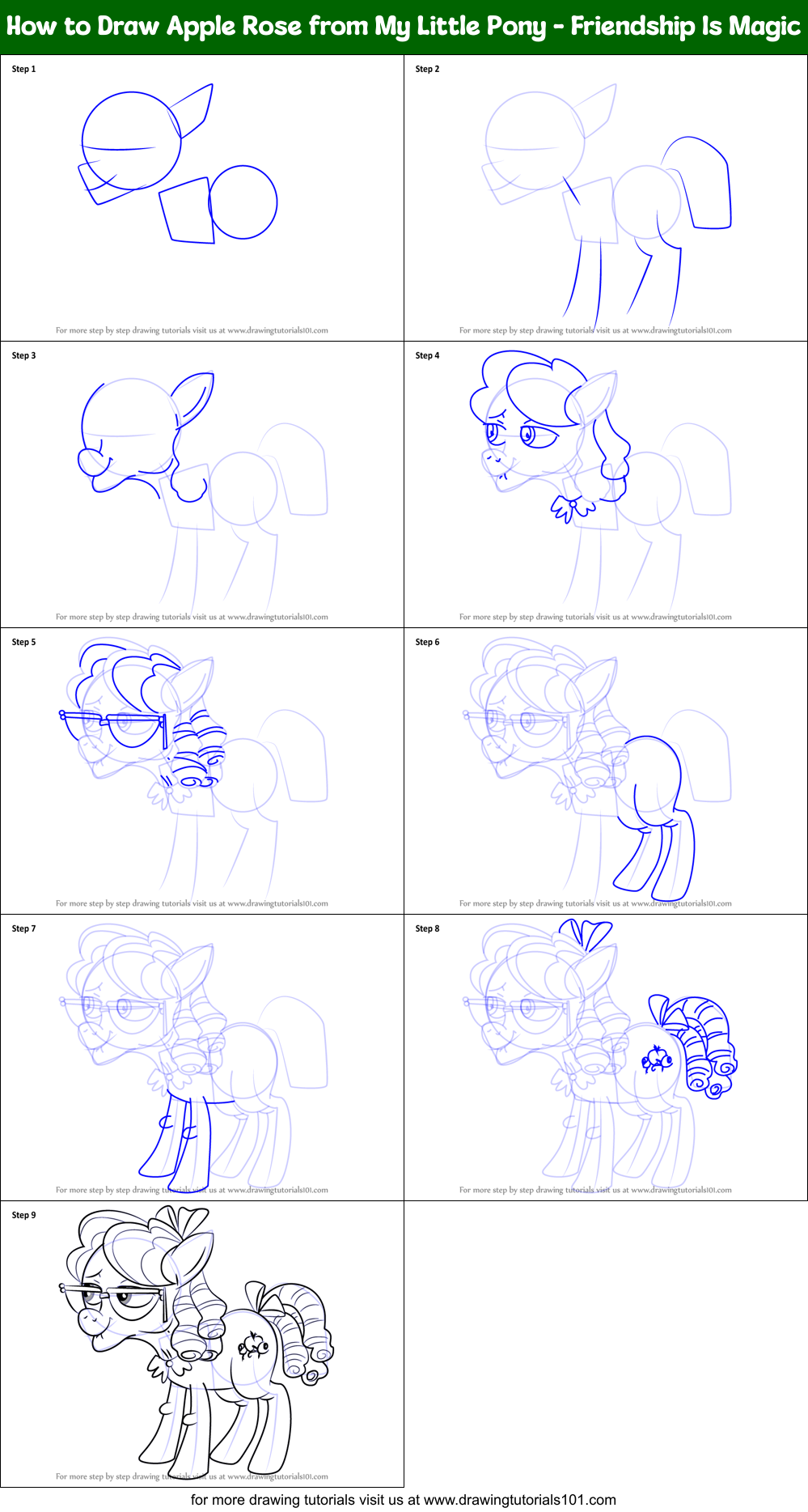 How to Draw Apple Rose from My Little Pony - Friendship Is Magic Printable Step by Step