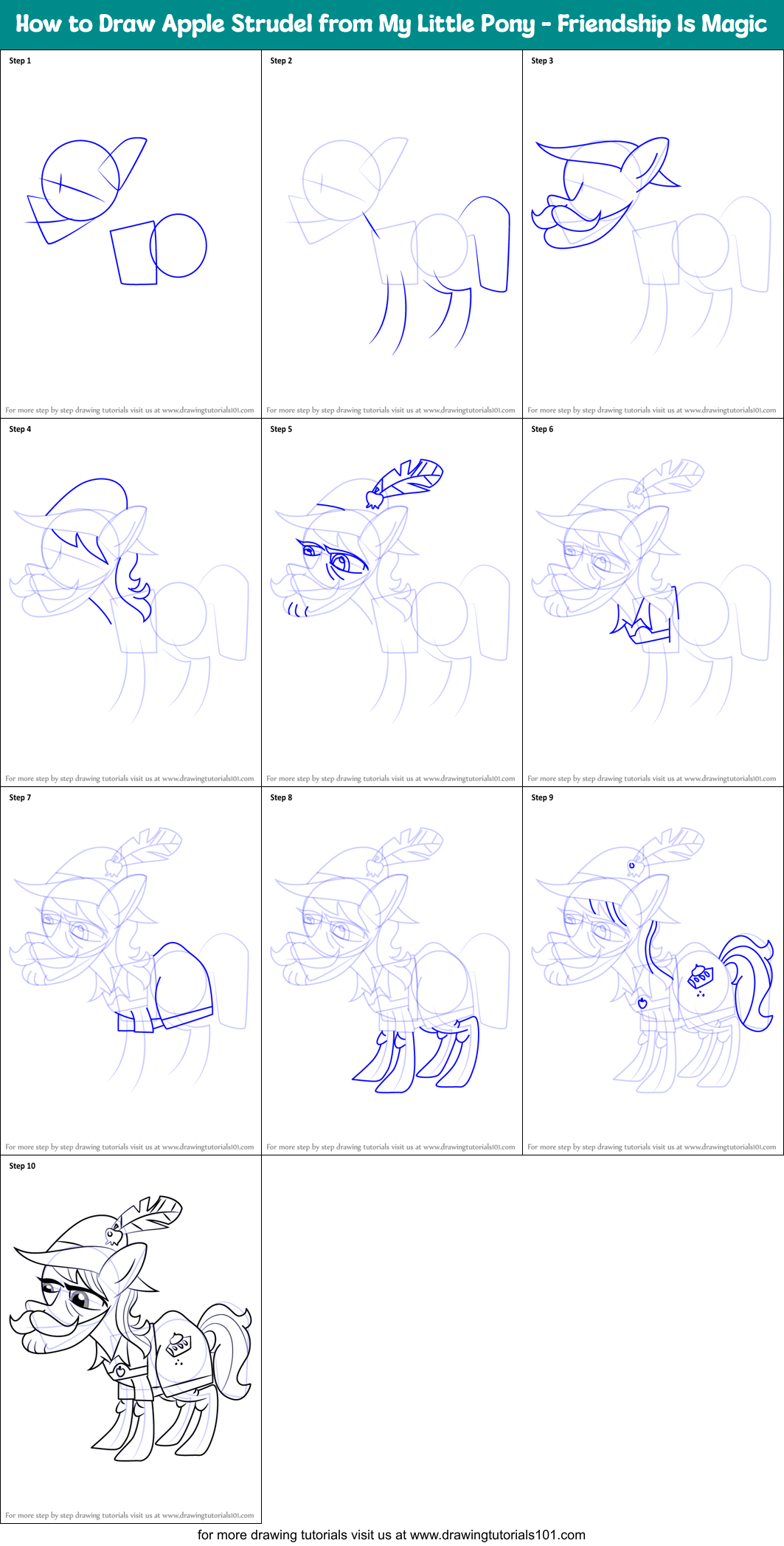 How to Draw Apple Strudel from My Little Pony - Friendship Is Magic Printable Step by Step
