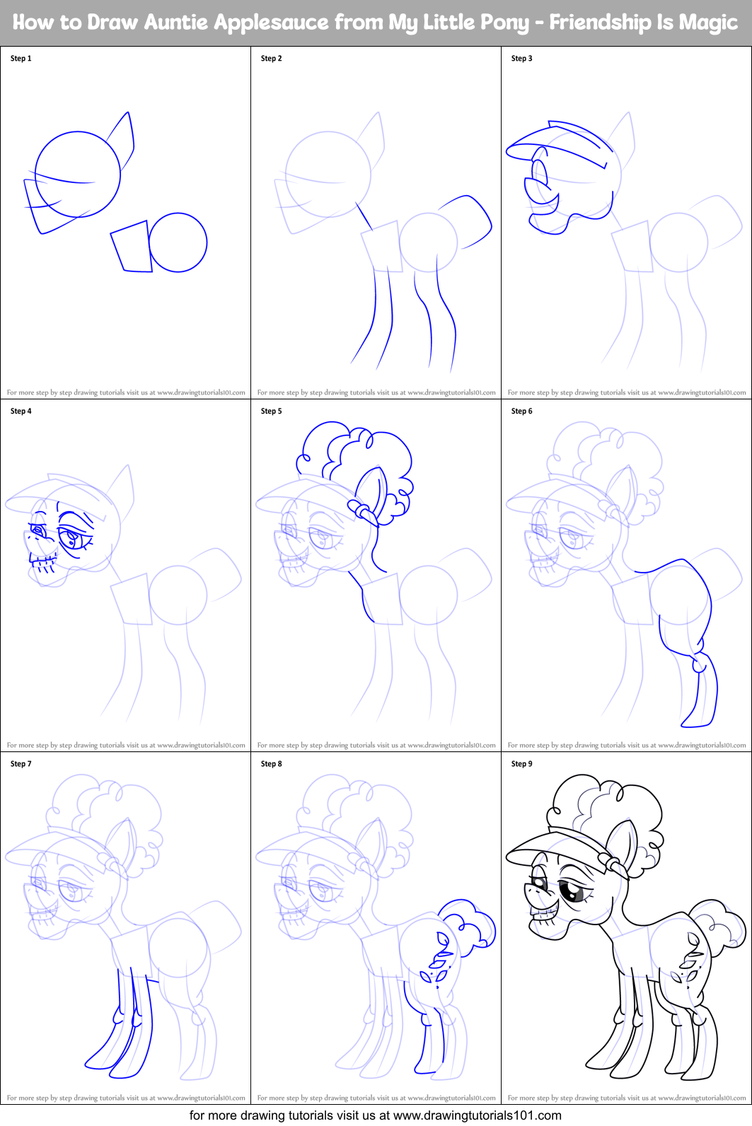 How to Draw Auntie Applesauce from My Little Pony - Friendship Is Magic Printable Step by Step