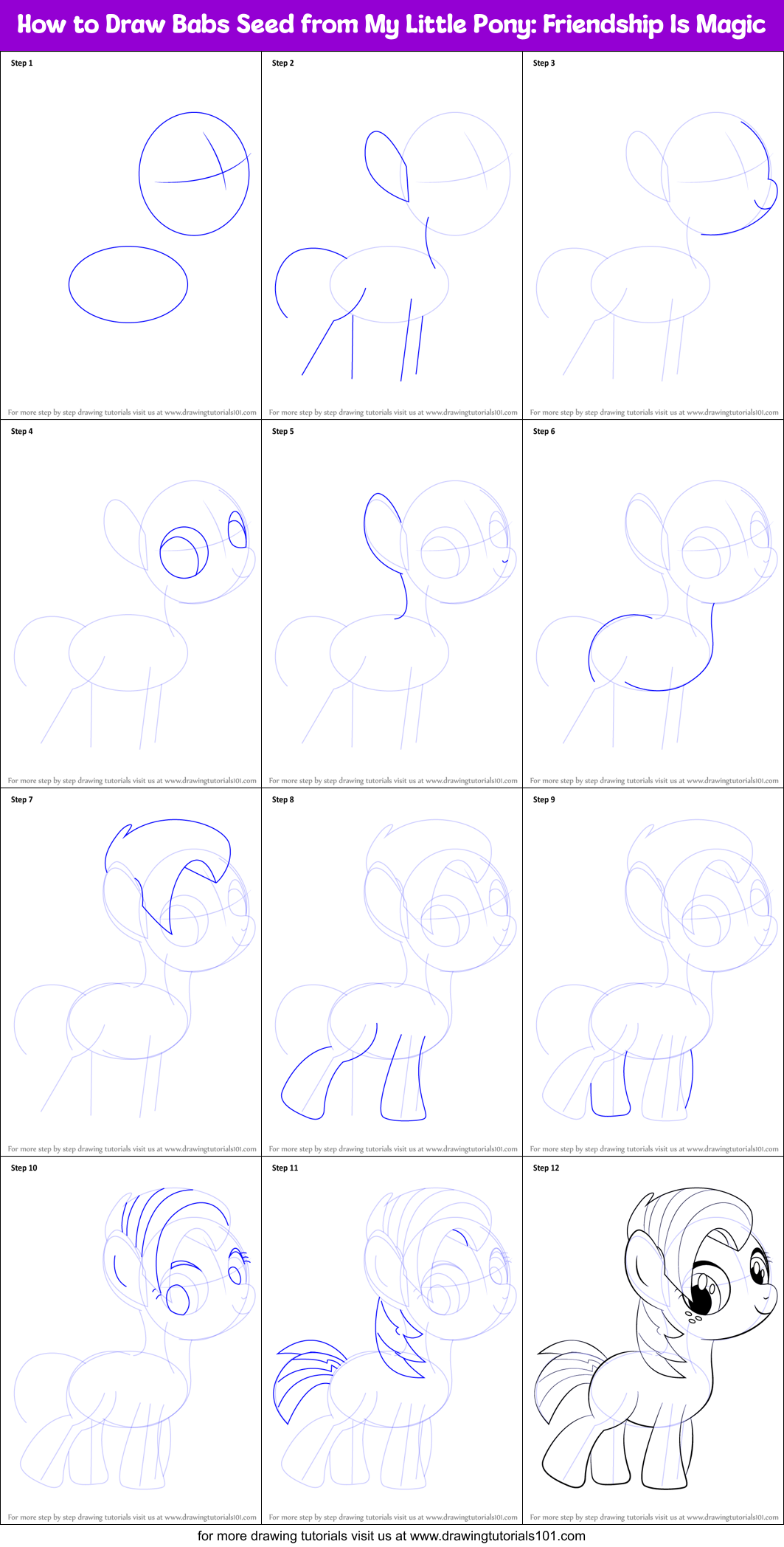 How to Draw Babs Seed from My Little Pony: Friendship Is Magic Printable Step by Step