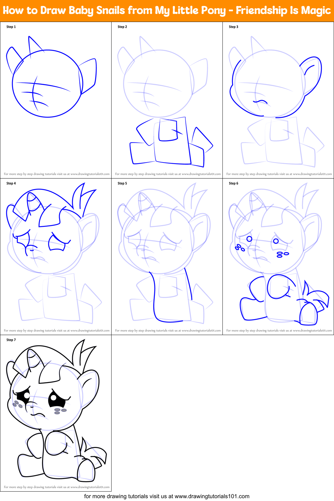 How to Draw Baby Snails from My Little Pony - Friendship Is Magic Printable Step by Step