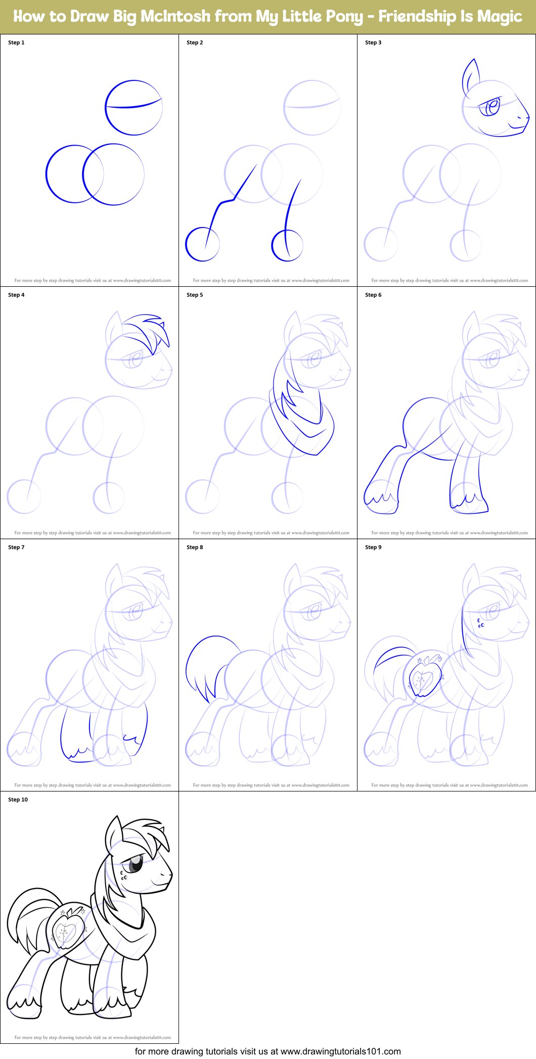 How to Draw Big McIntosh from My Little Pony - Friendship Is Magic Printable Step by Step