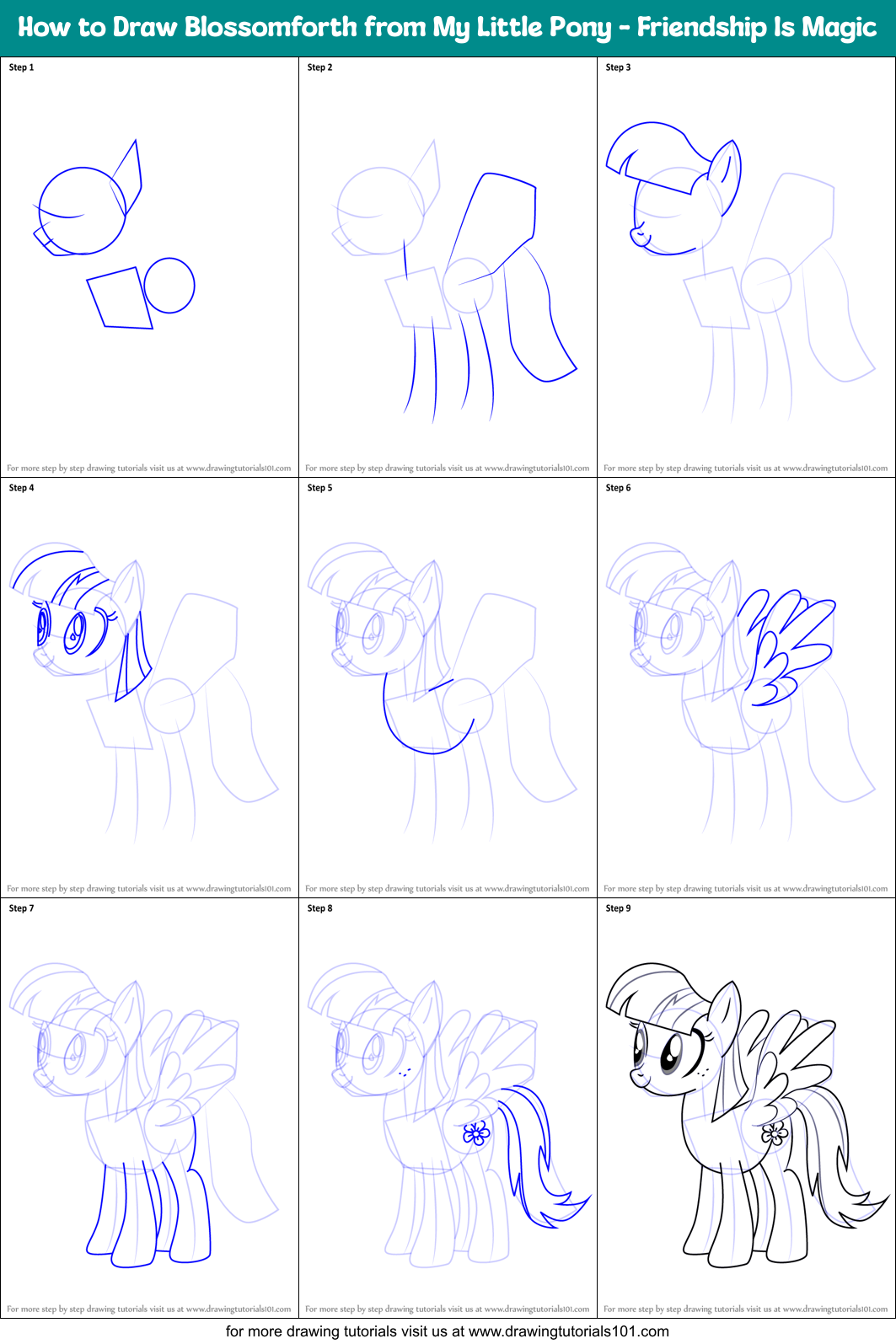 How to Draw Blossomforth from My Little Pony - Friendship Is Magic Printable Step by Step