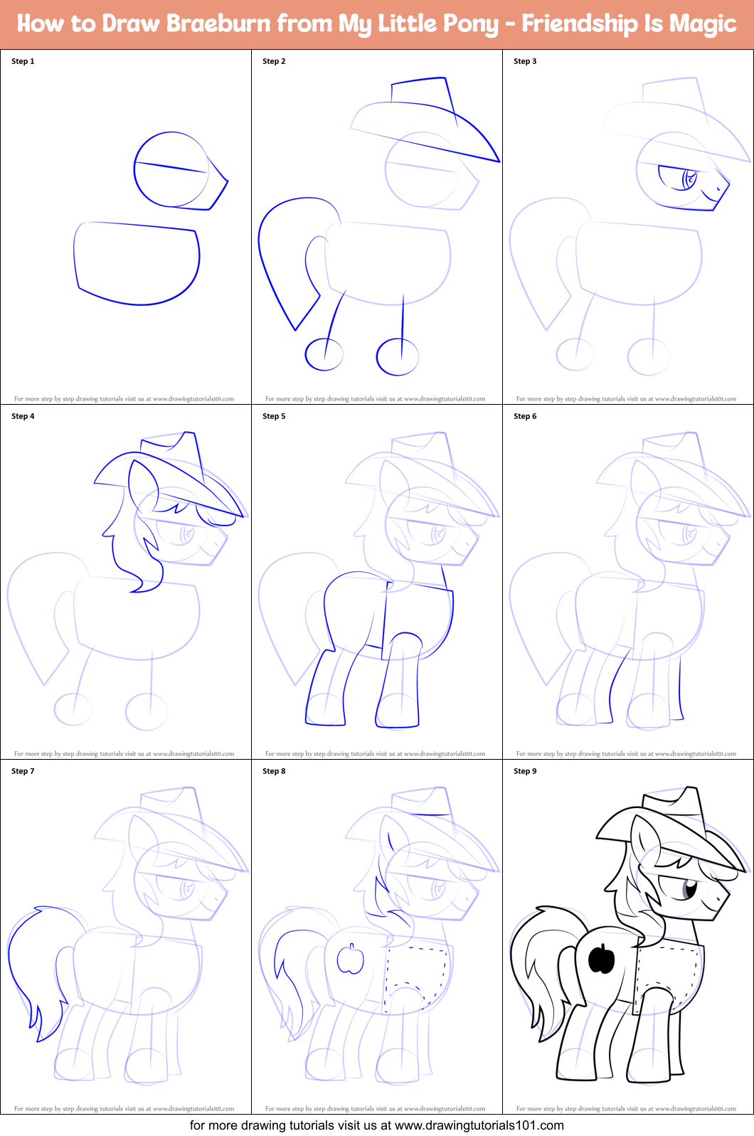 How to Draw Braeburn from My Little Pony - Friendship Is Magic Printable Step by Step