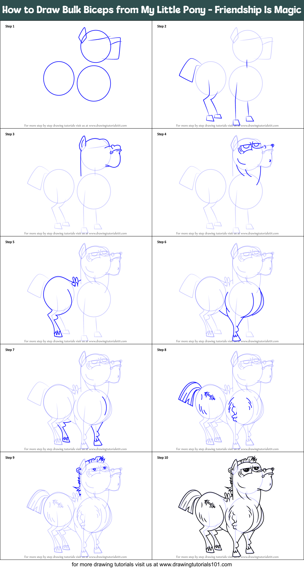 How to Draw Bulk Biceps from My Little Pony - Friendship Is Magic Printable Step by Step