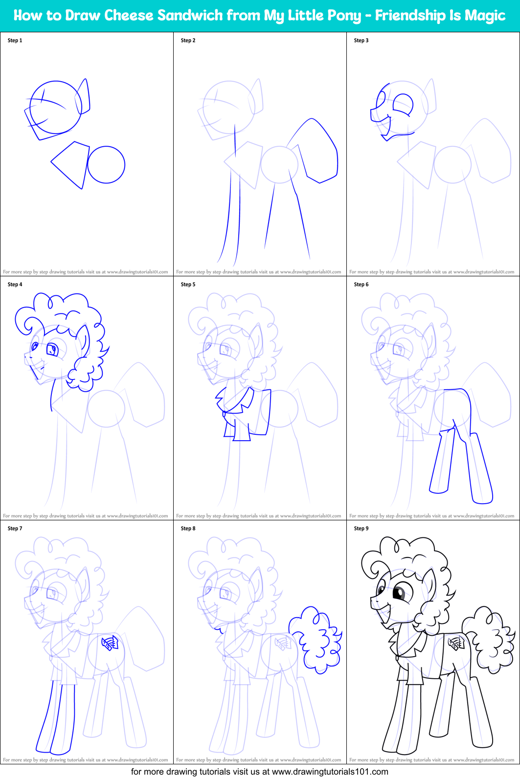 How to Draw Cheese Sandwich from My Little Pony - Friendship Is Magic Printable Step by Step