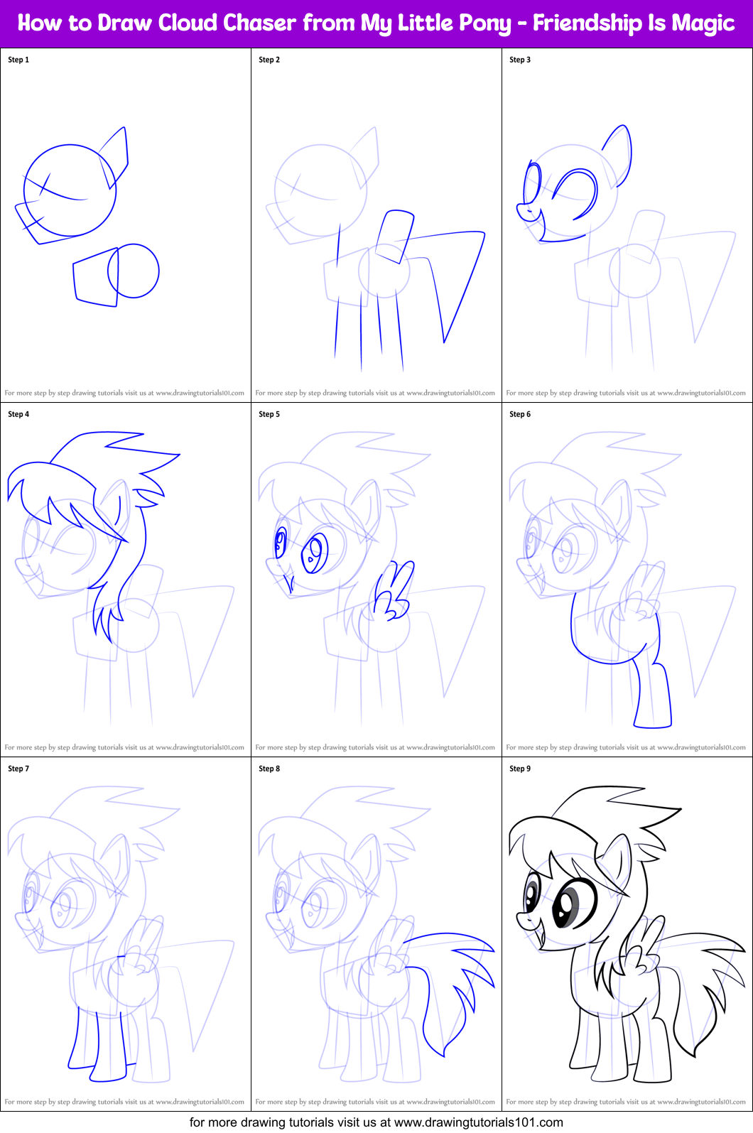 How to Draw Cloud Chaser from My Little Pony - Friendship Is Magic Printable Step by Step
