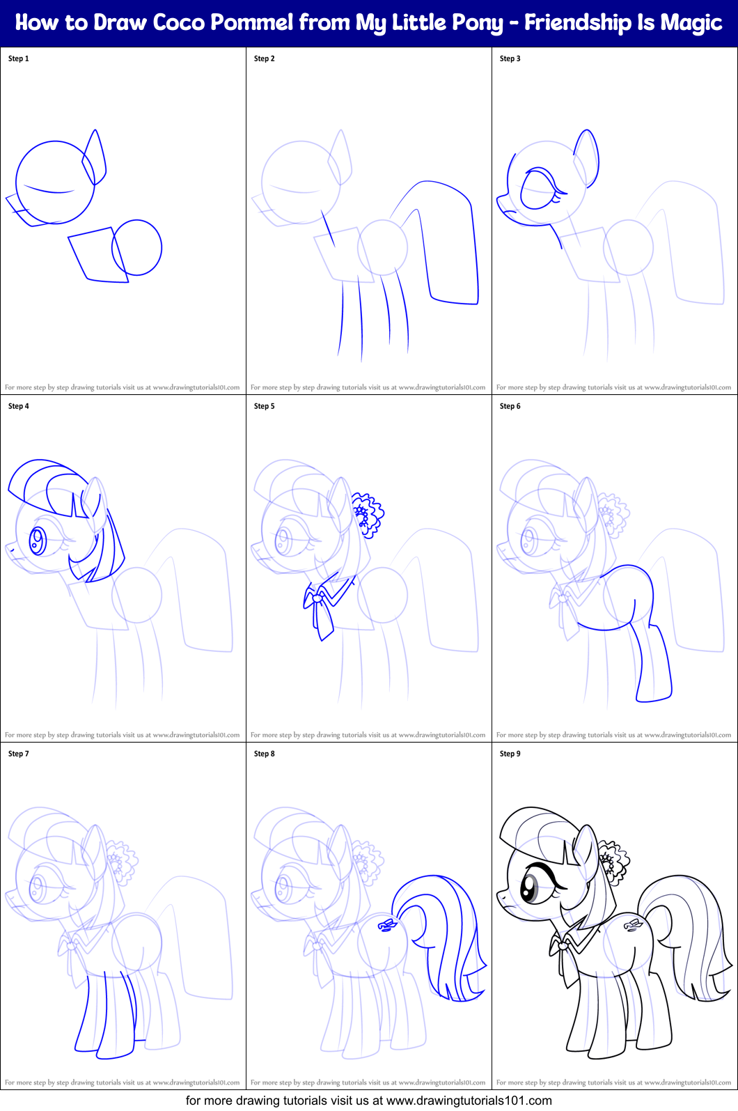 How to Draw Coco Pommel from My Little Pony - Friendship Is Magic Printable Step by Step
