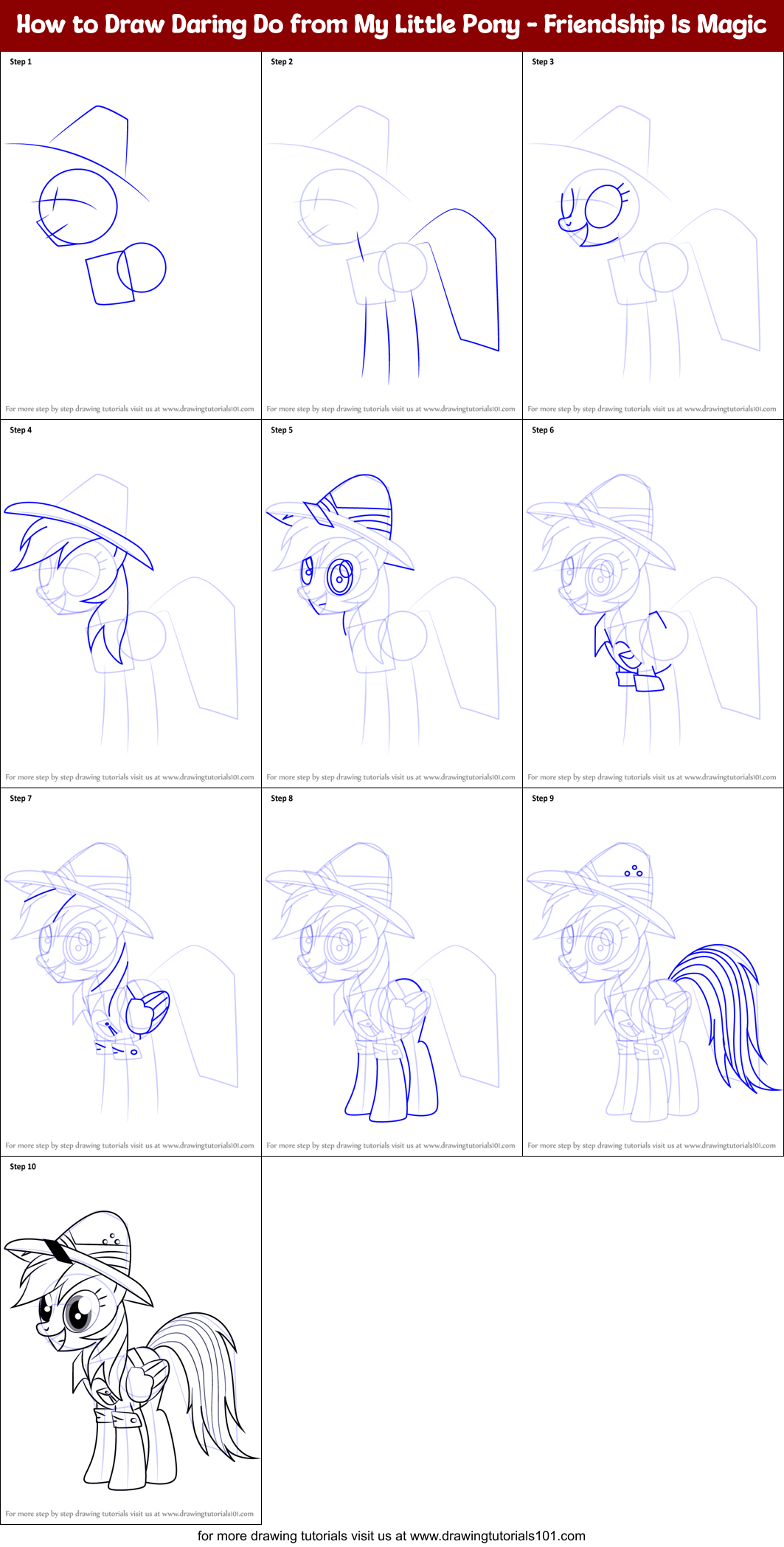 How to Draw Daring Do from My Little Pony - Friendship Is Magic Printable Step by Step