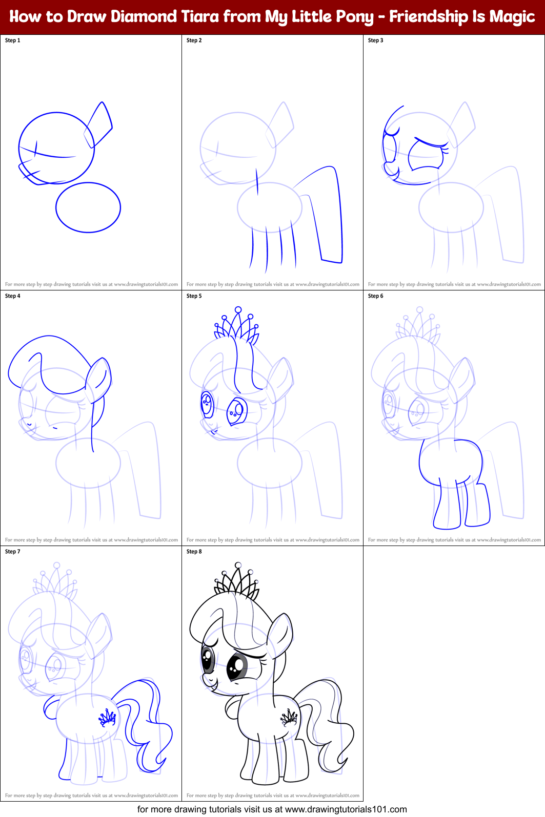 How to Draw Diamond Tiara from My Little Pony - Friendship Is Magic Printable Step by Step