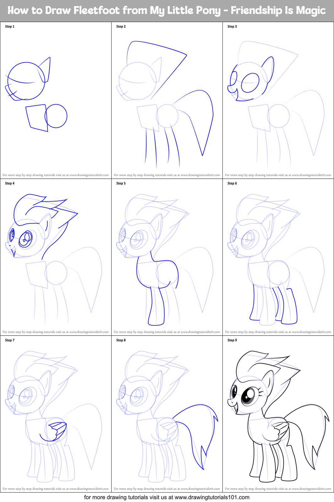How to Draw Fleetfoot from My Little Pony - Friendship Is Magic Printable Step by Step