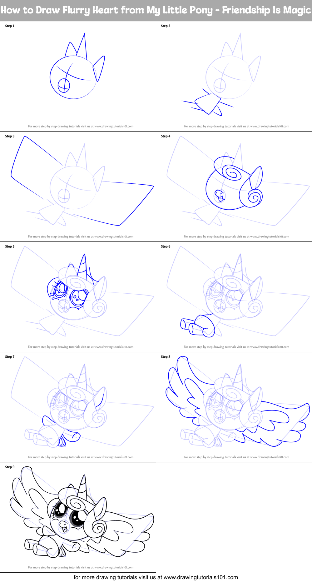 How to Draw Flurry Heart from My Little Pony - Friendship Is Magic Printable Step by Step