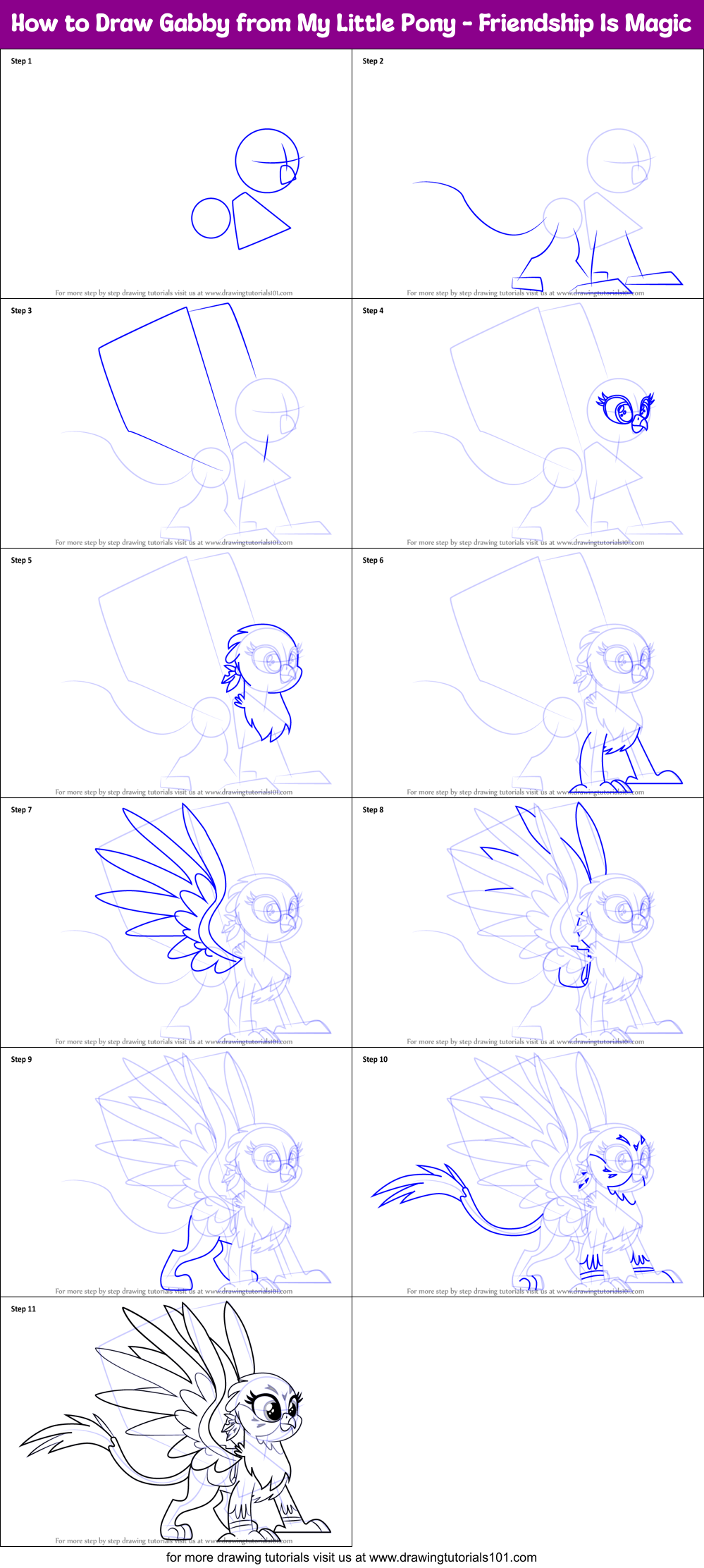 How to Draw Gabby from My Little Pony - Friendship Is Magic Printable Step by Step